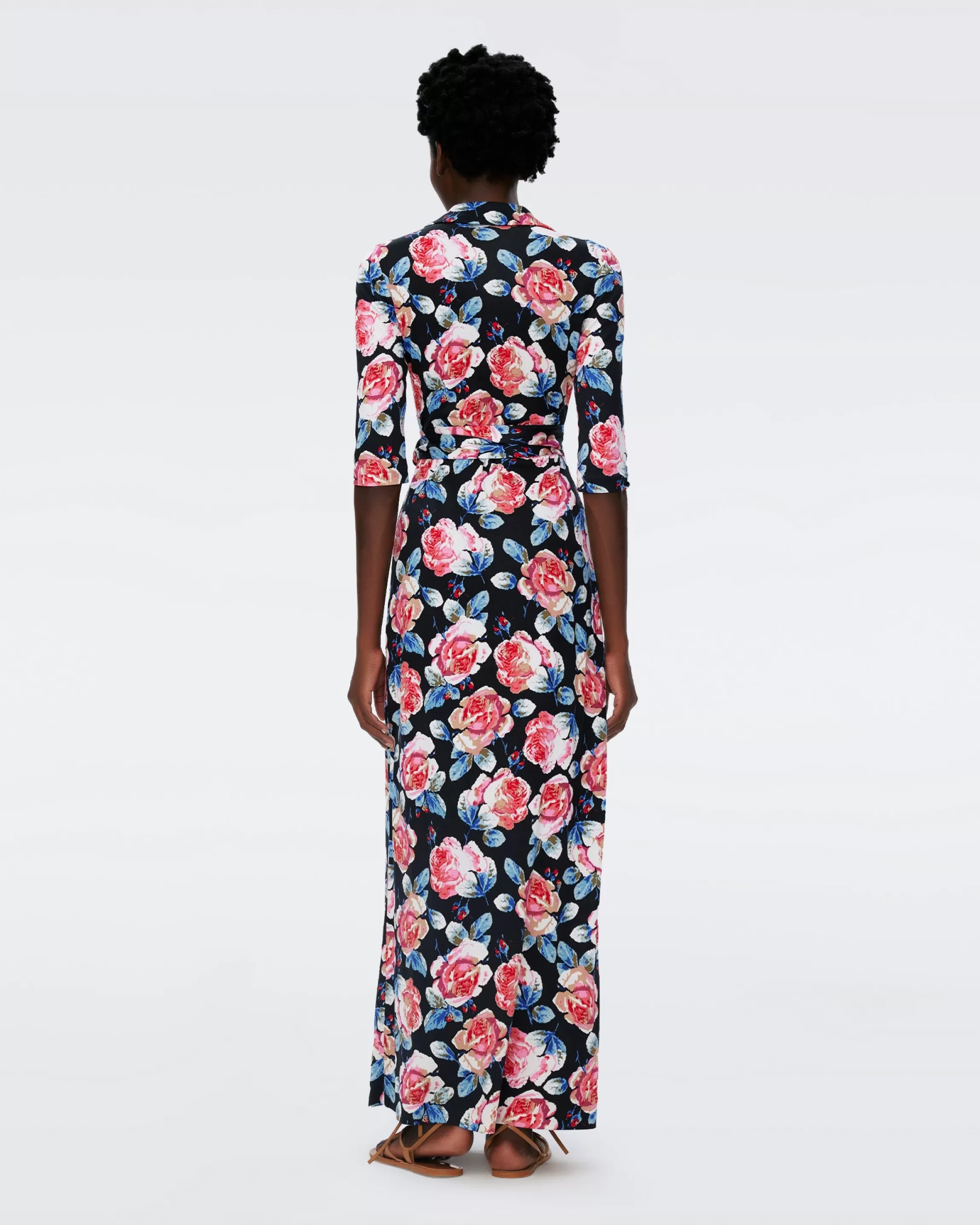 dvf Abigail Silk Jersey Maxi Wrap Dress in Fortune Rose Med Store