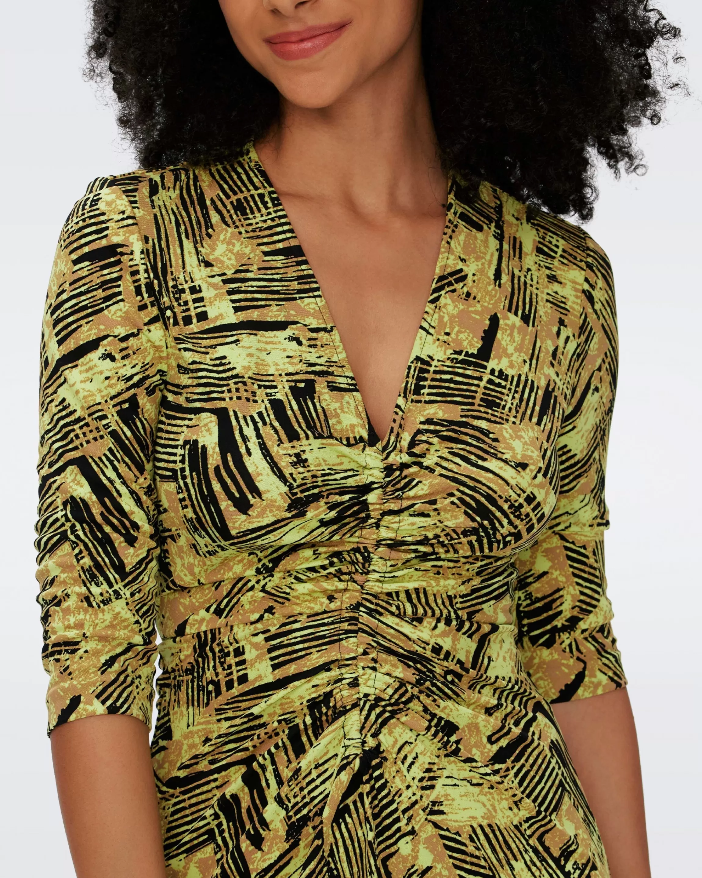 dvf Alba Dress in Bamboo Chartreuse Cheap