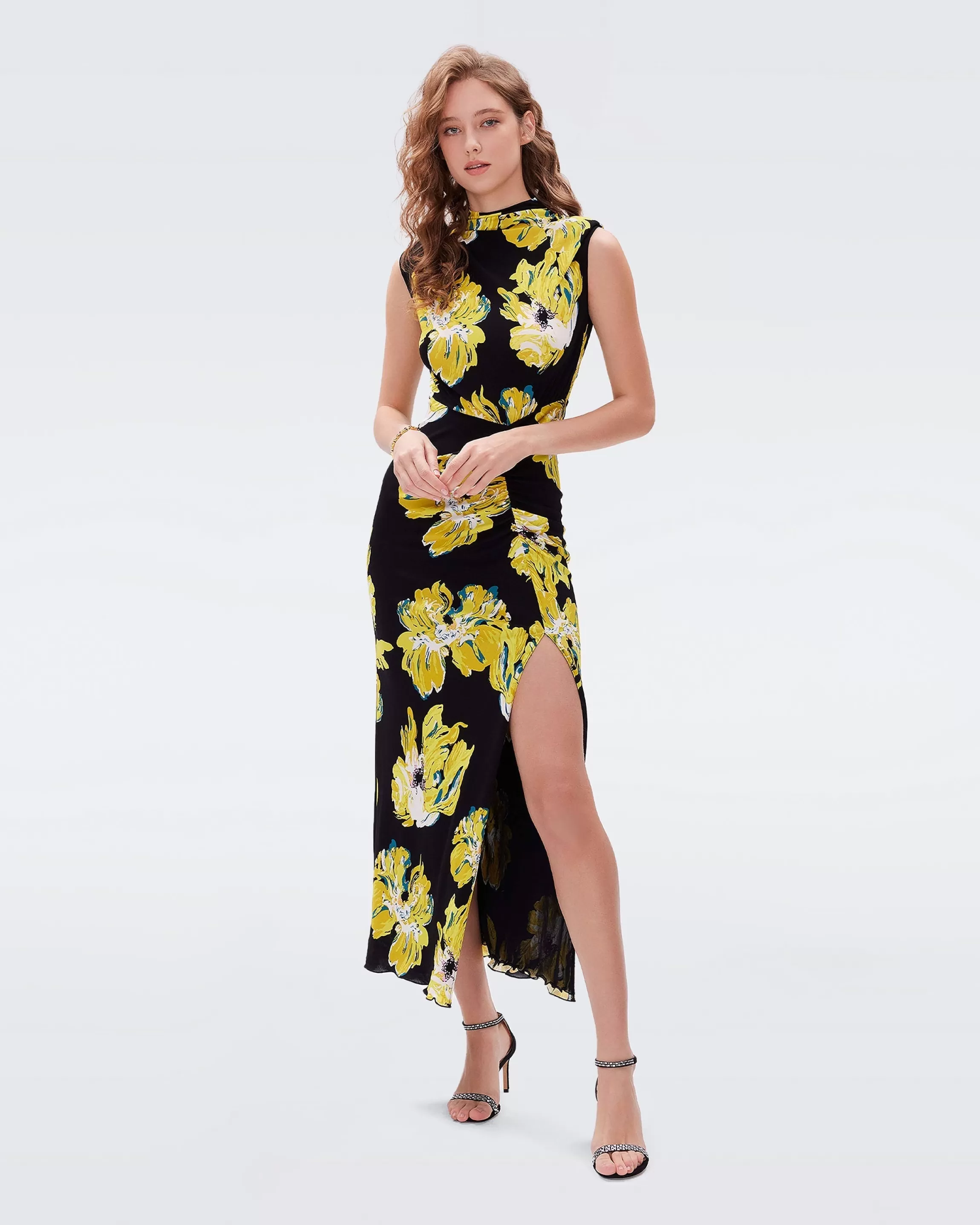 dvf Apollo Dress in Huge Painted Blossom Couch Discount