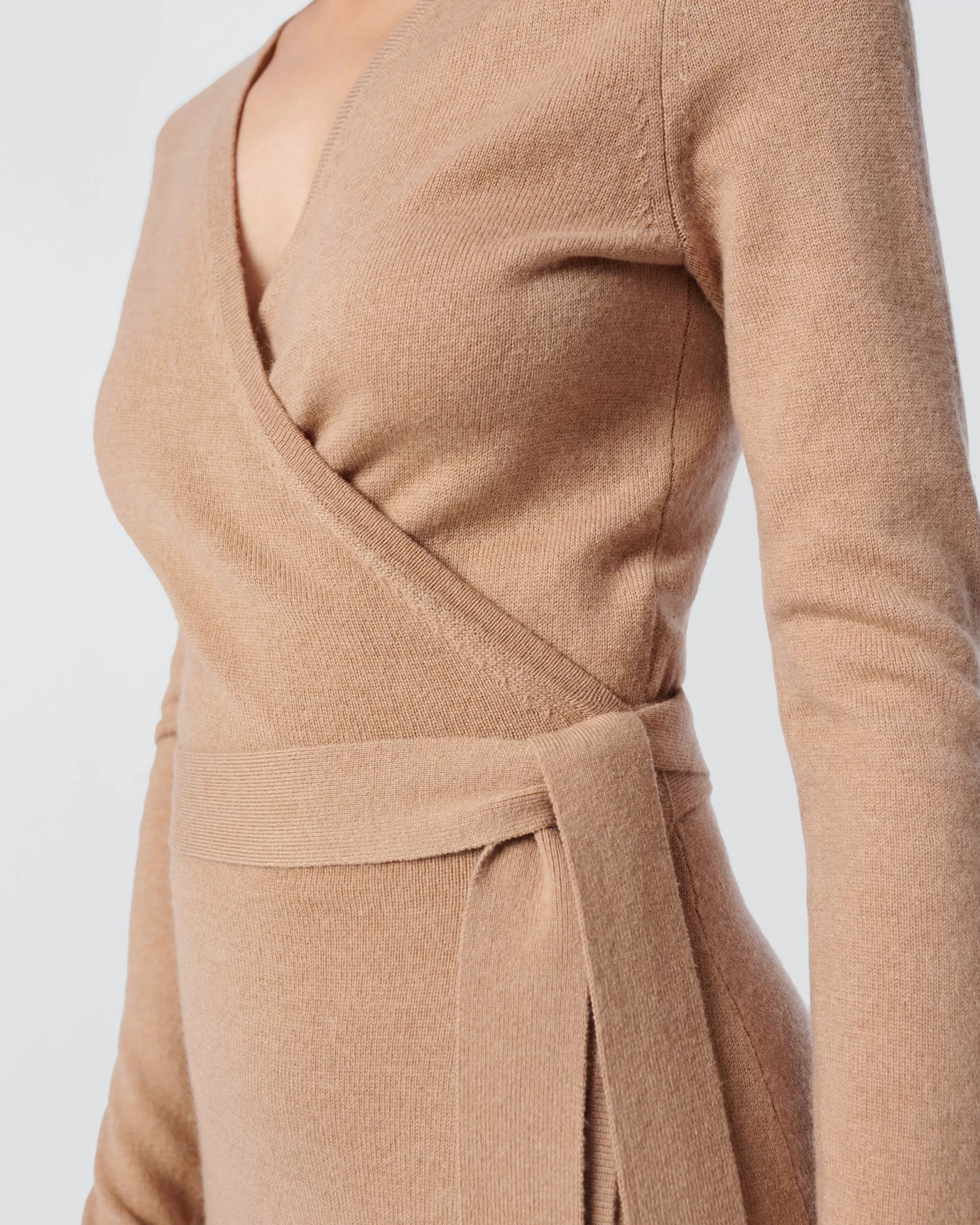 dvf Astrid Wool-Cashmere Wrap Dress in Camel Clearance