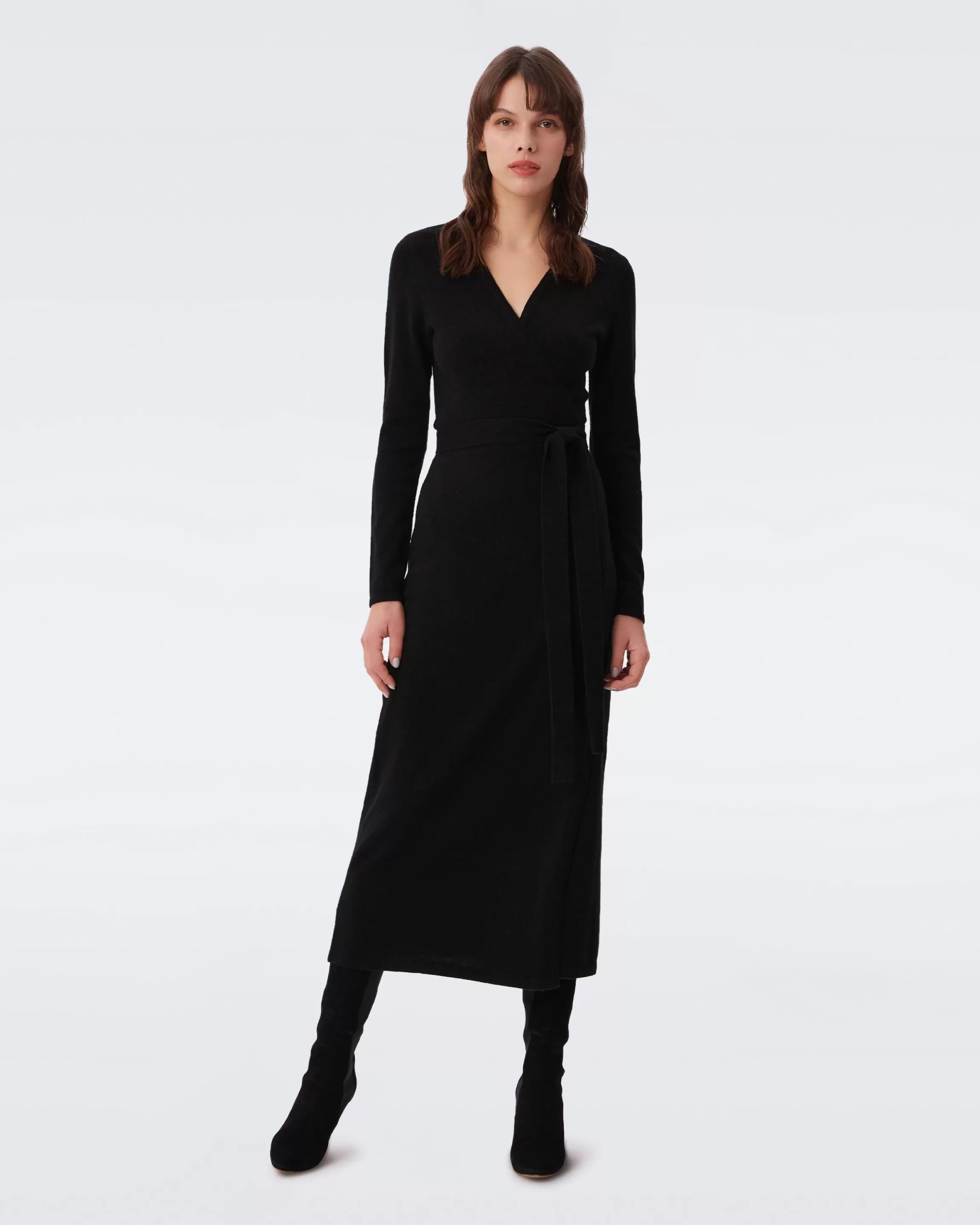 dvf Astrid Wool-Cashmere Wrap Dress in Black Store