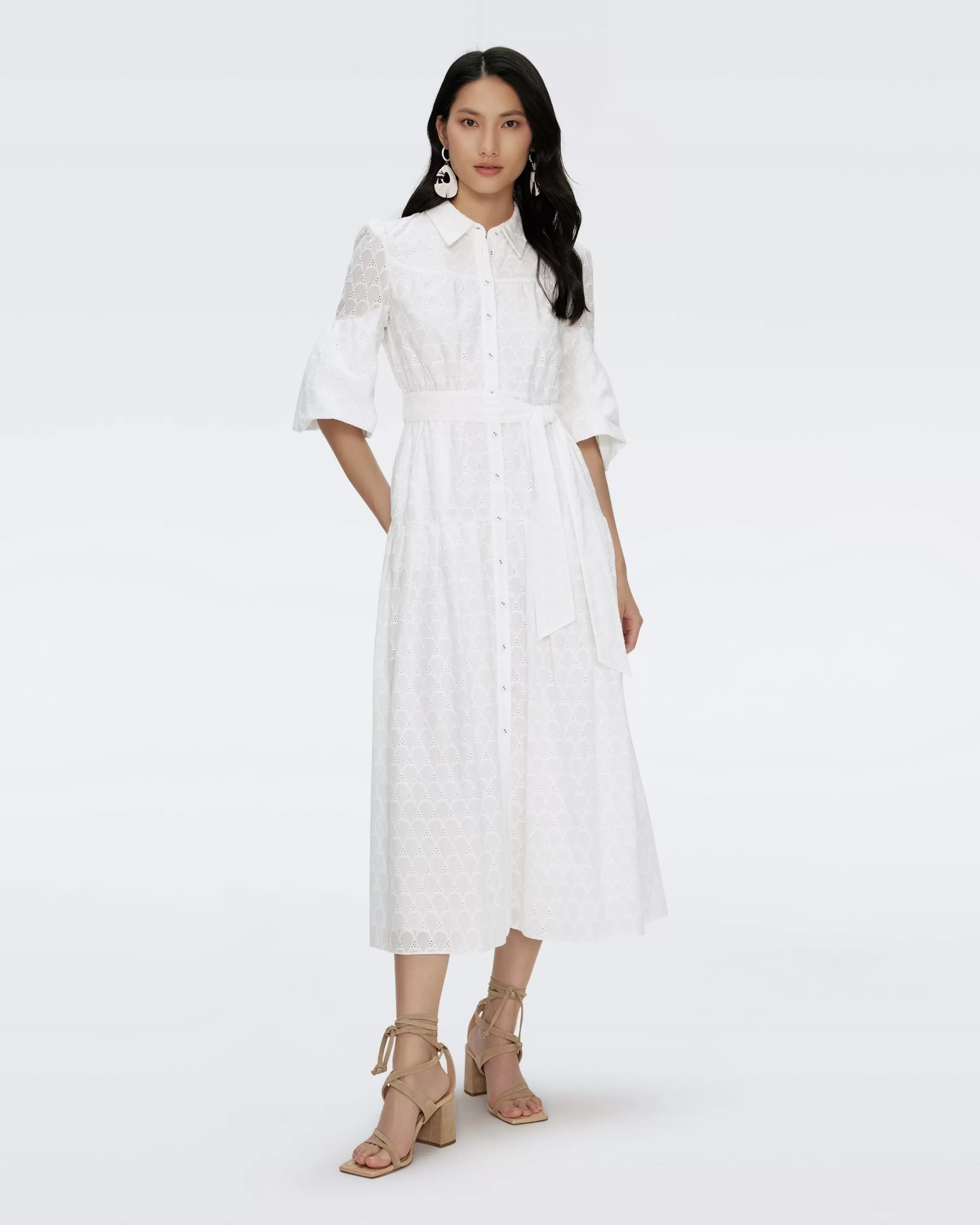 dvf Aveena Cotton Dress in Ivory Fashion