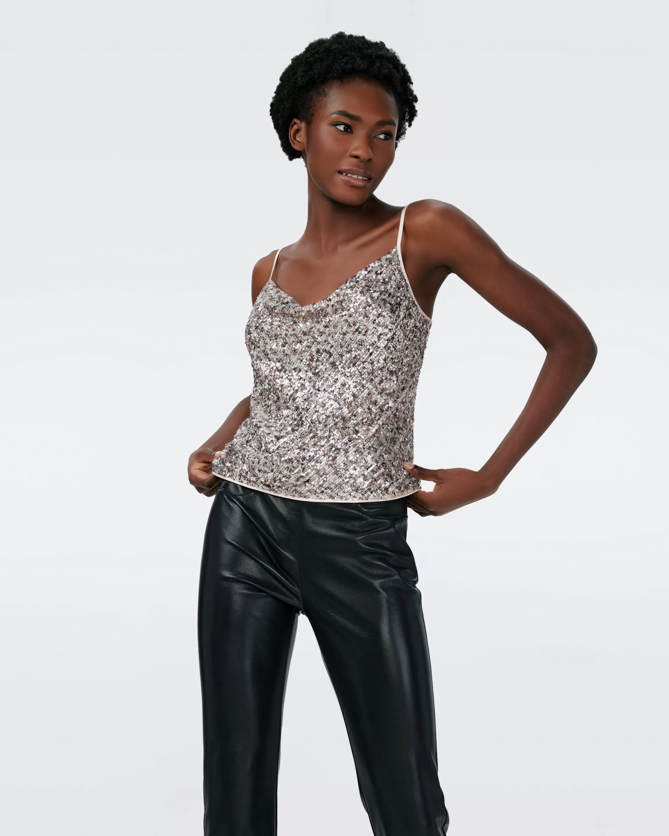 dvf Berlin Sequin Top in Sequin Leopard Clearance