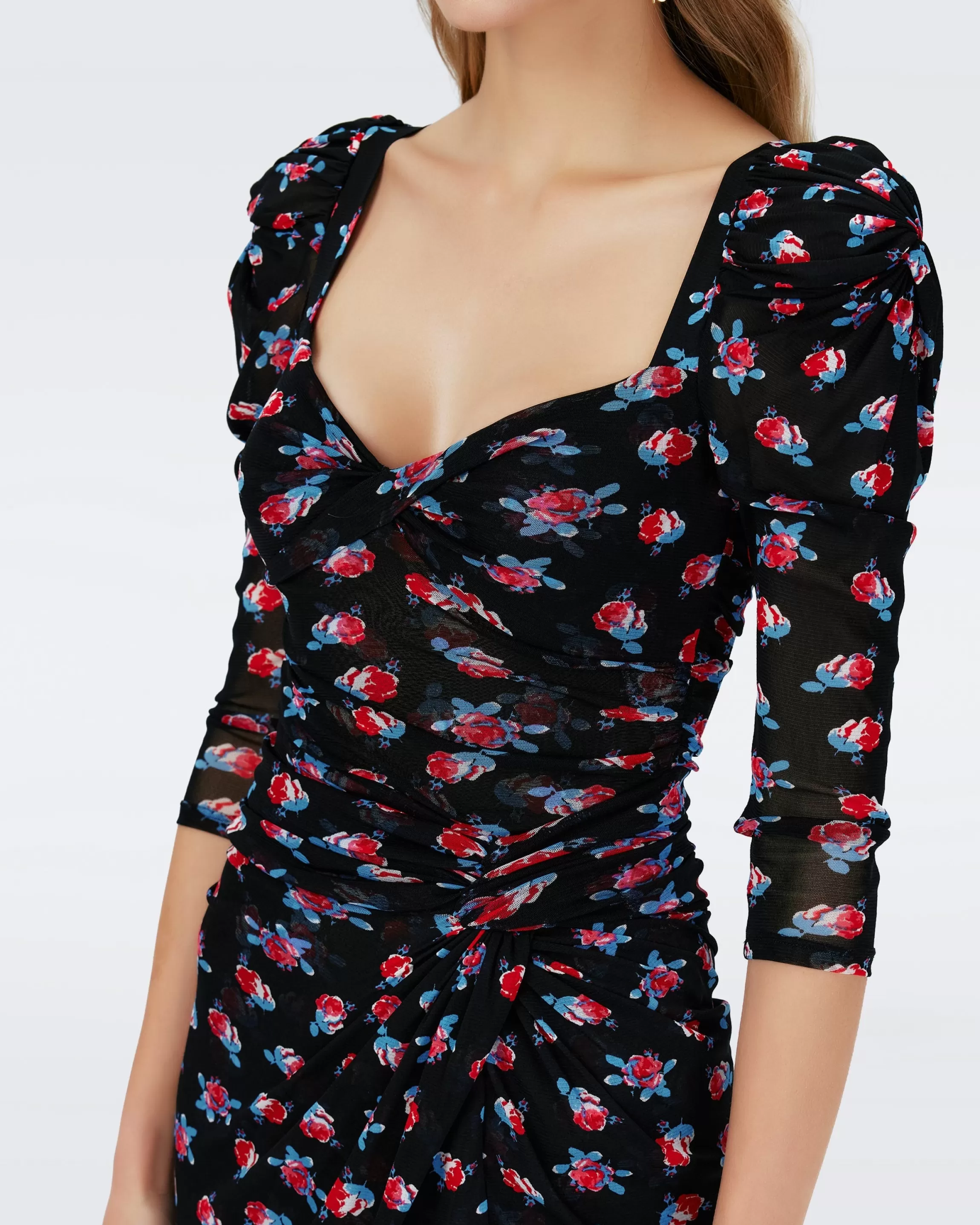 dvf Bettina Mesh Dress in Fortune Rose Dot Fashion