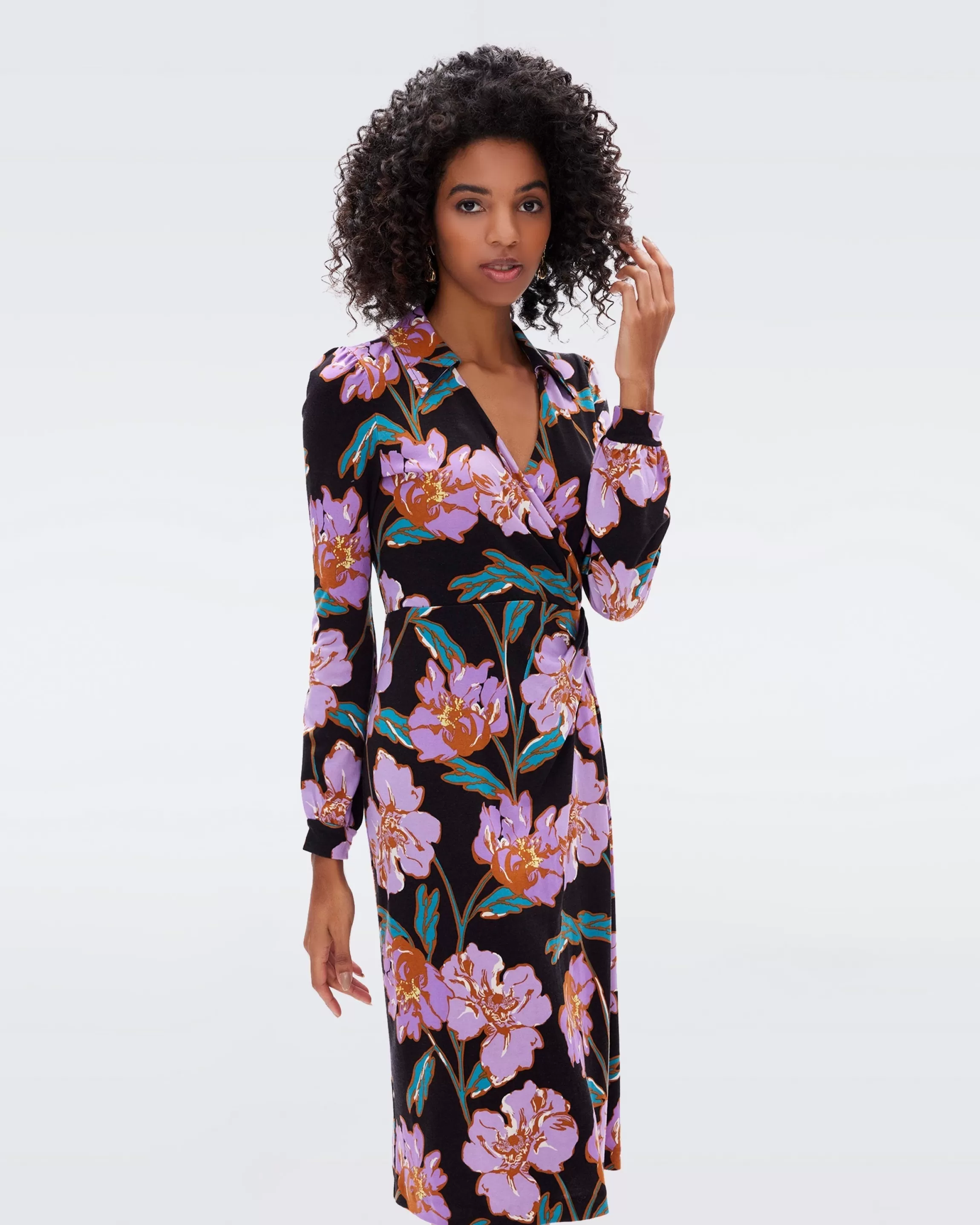 dvf Bogna Dress in Huge Outline Floral Pink Online