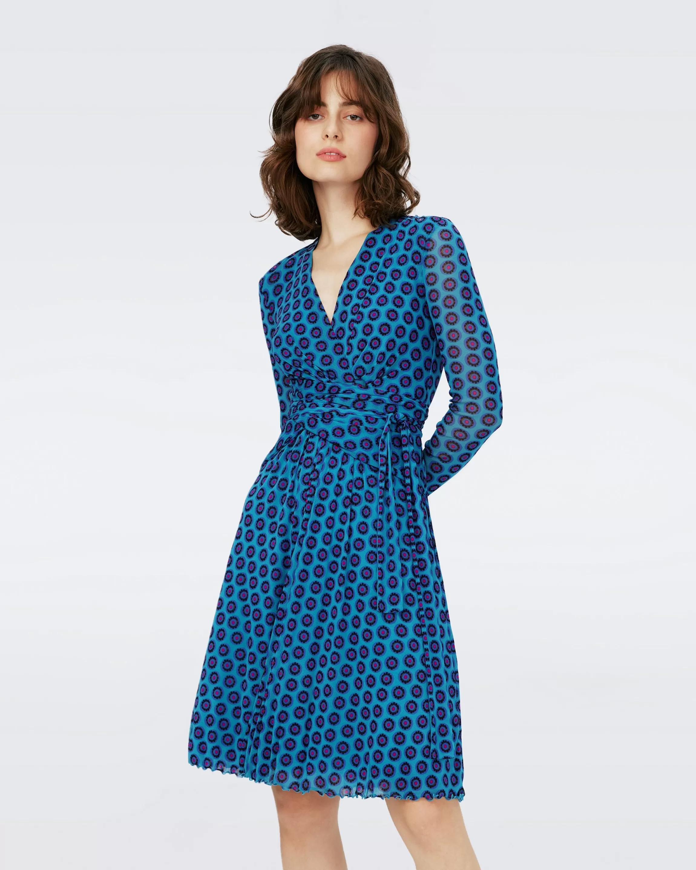 dvf Brenda Mesh Wrap Dress in Flower Tie Barrier Reef New