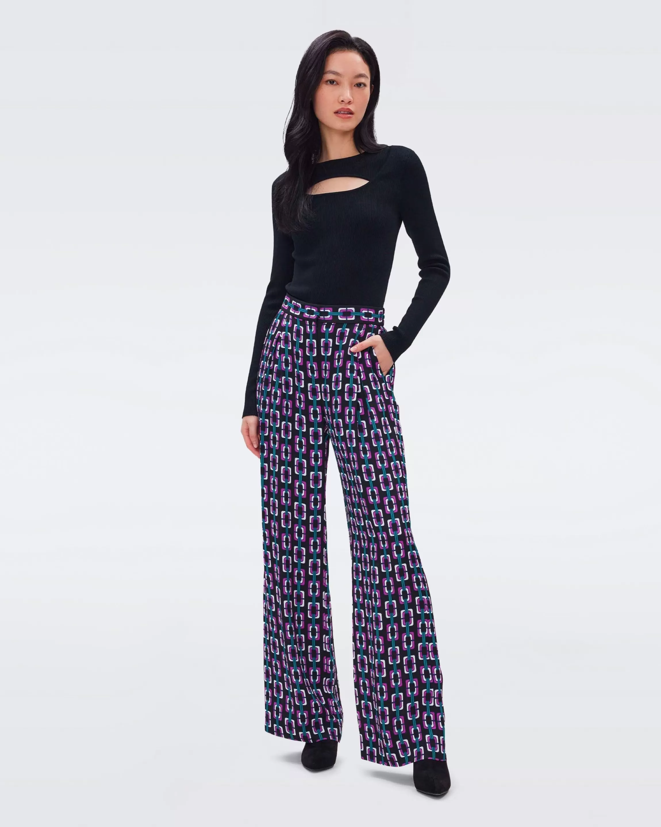 dvf Brianna Pants in Chain Geo Multi Black Cheap