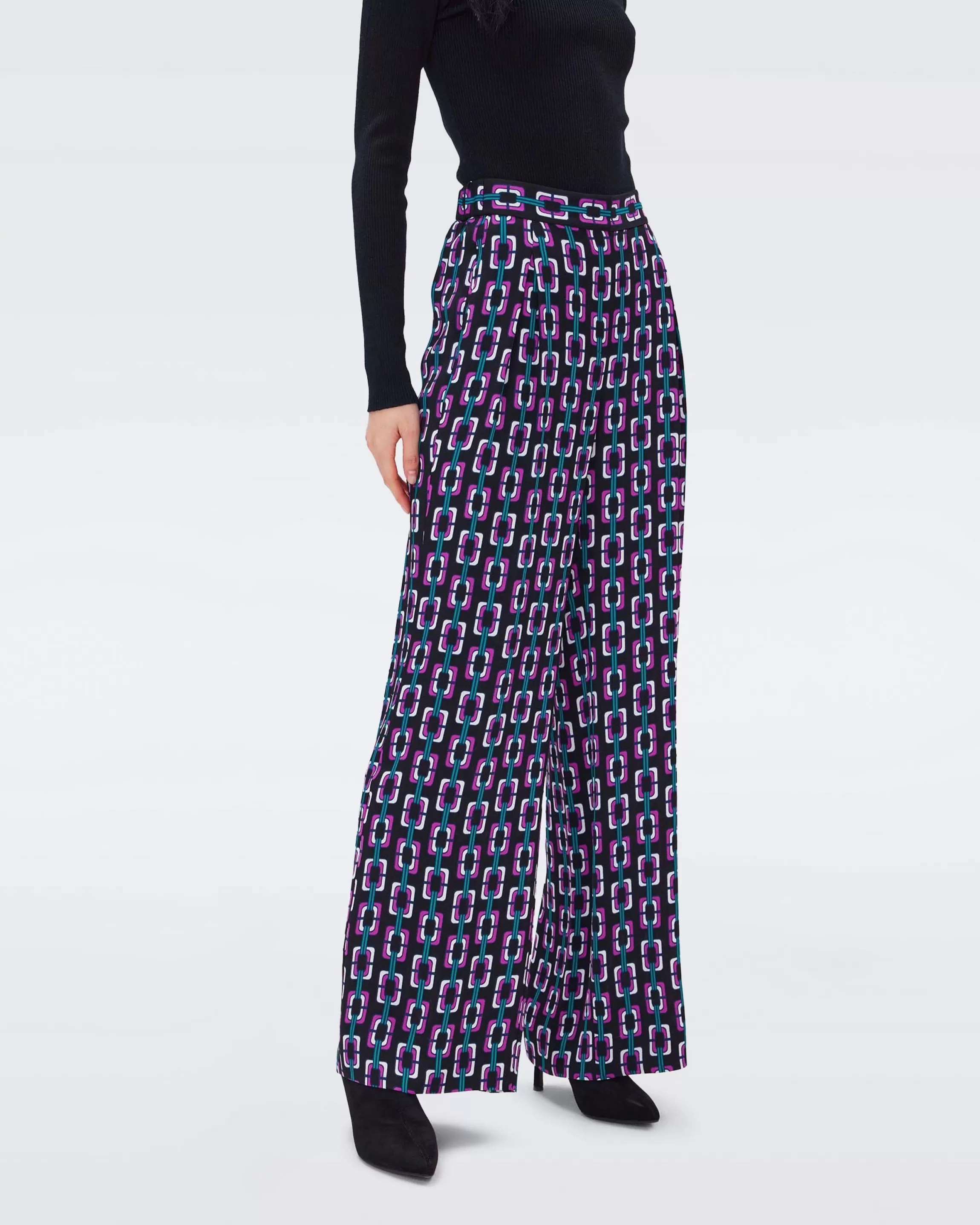 dvf Brianna Pants in Chain Geo Multi Black Cheap