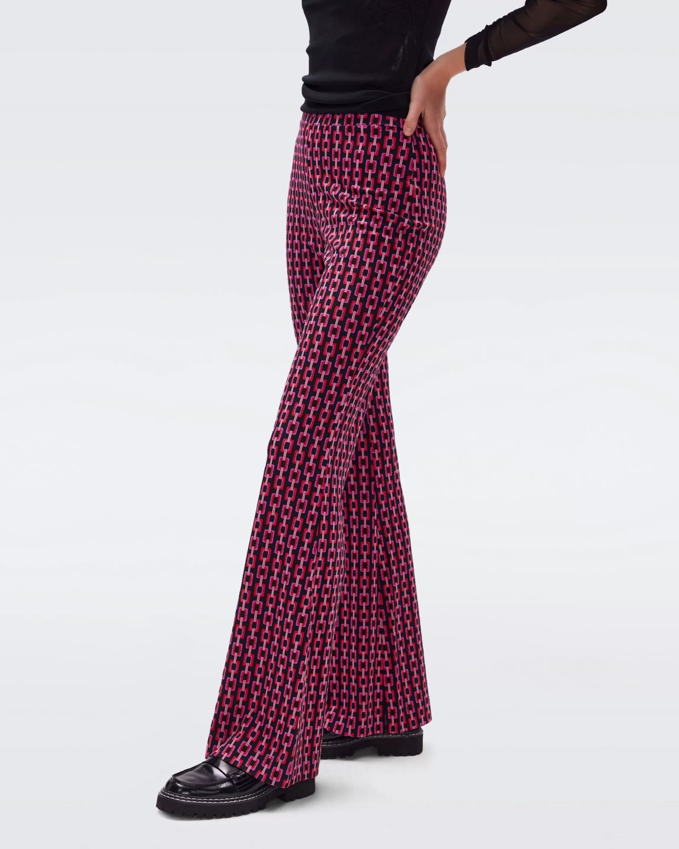 dvf Brooklyn Pants in Tiny Chain Geo Multi Red Hot