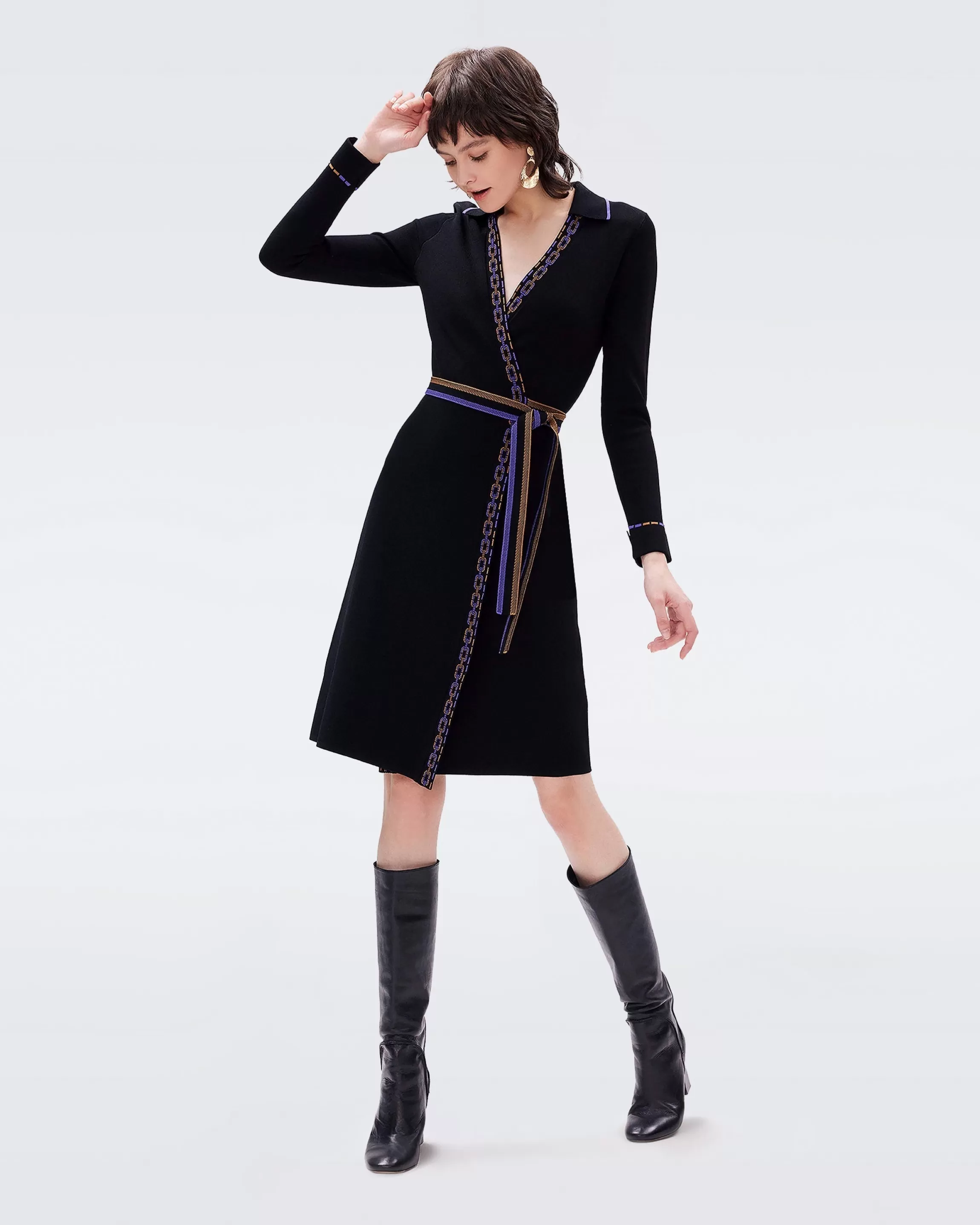 dvf Charissa Wrap Dress in Black Sale