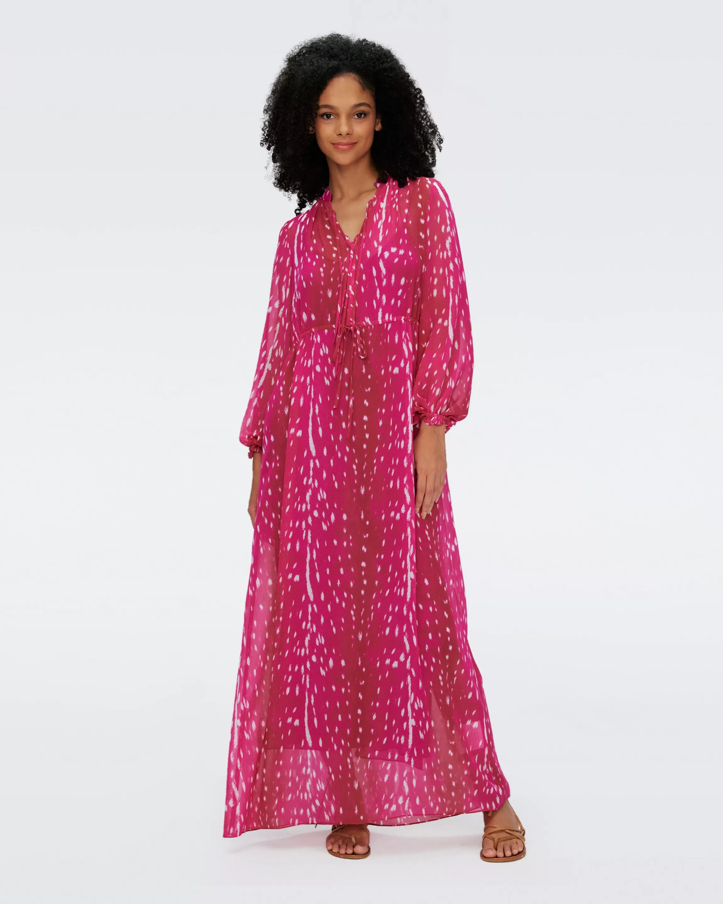 dvf Fabien Dress in Fawn Sangria Hot