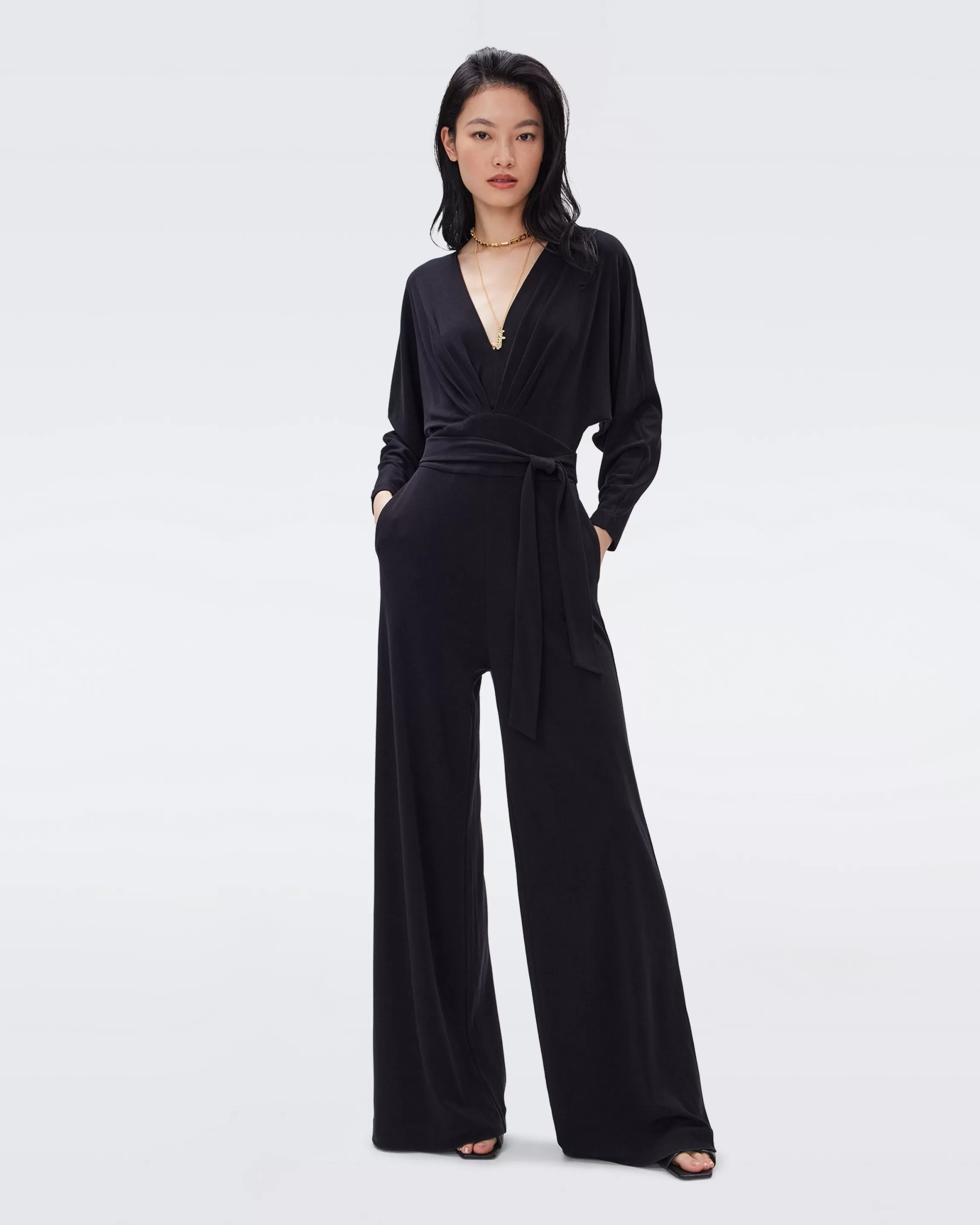 dvf Fanny Jumpsuit in Black Clearance