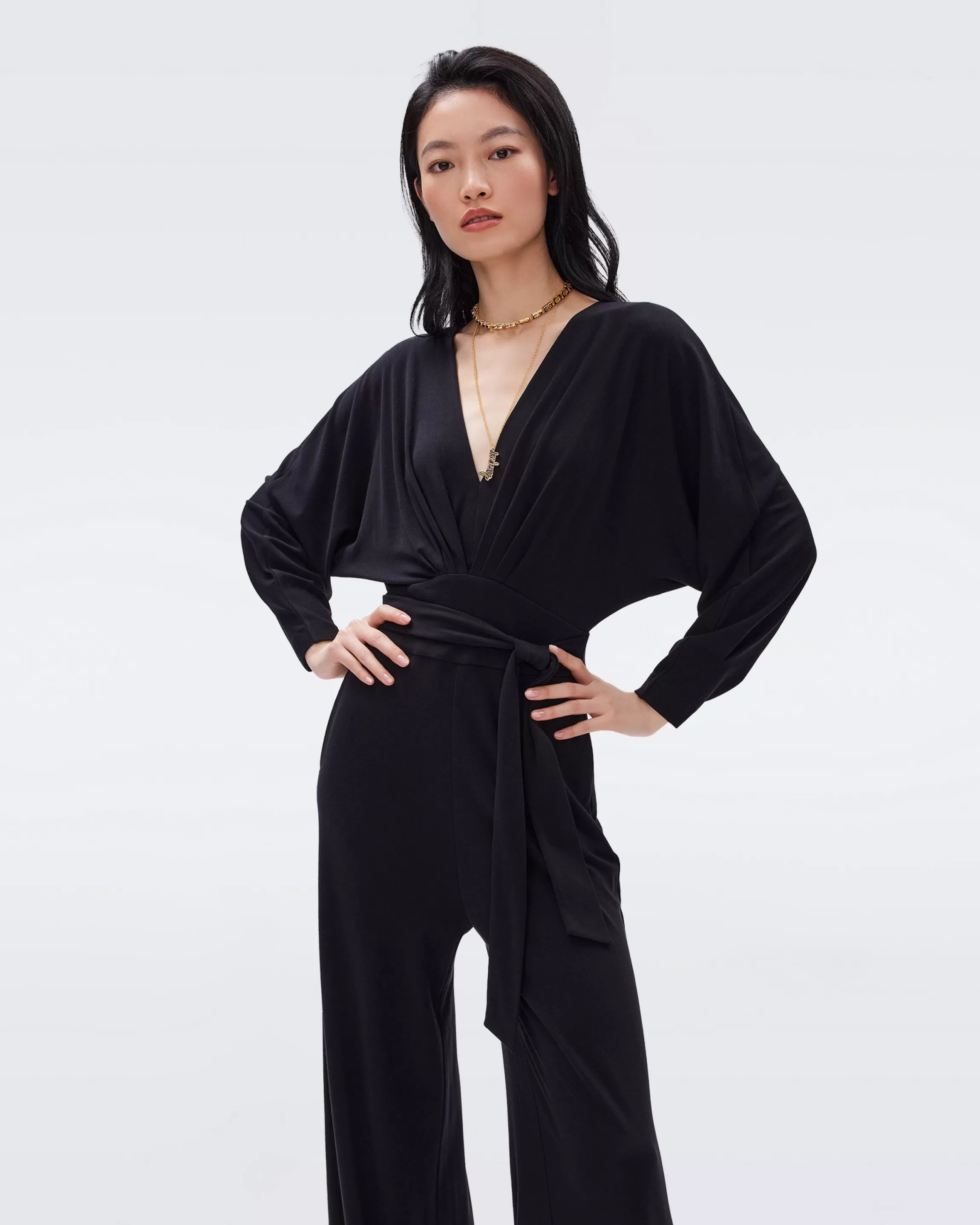 dvf Fanny Jumpsuit in Black Clearance