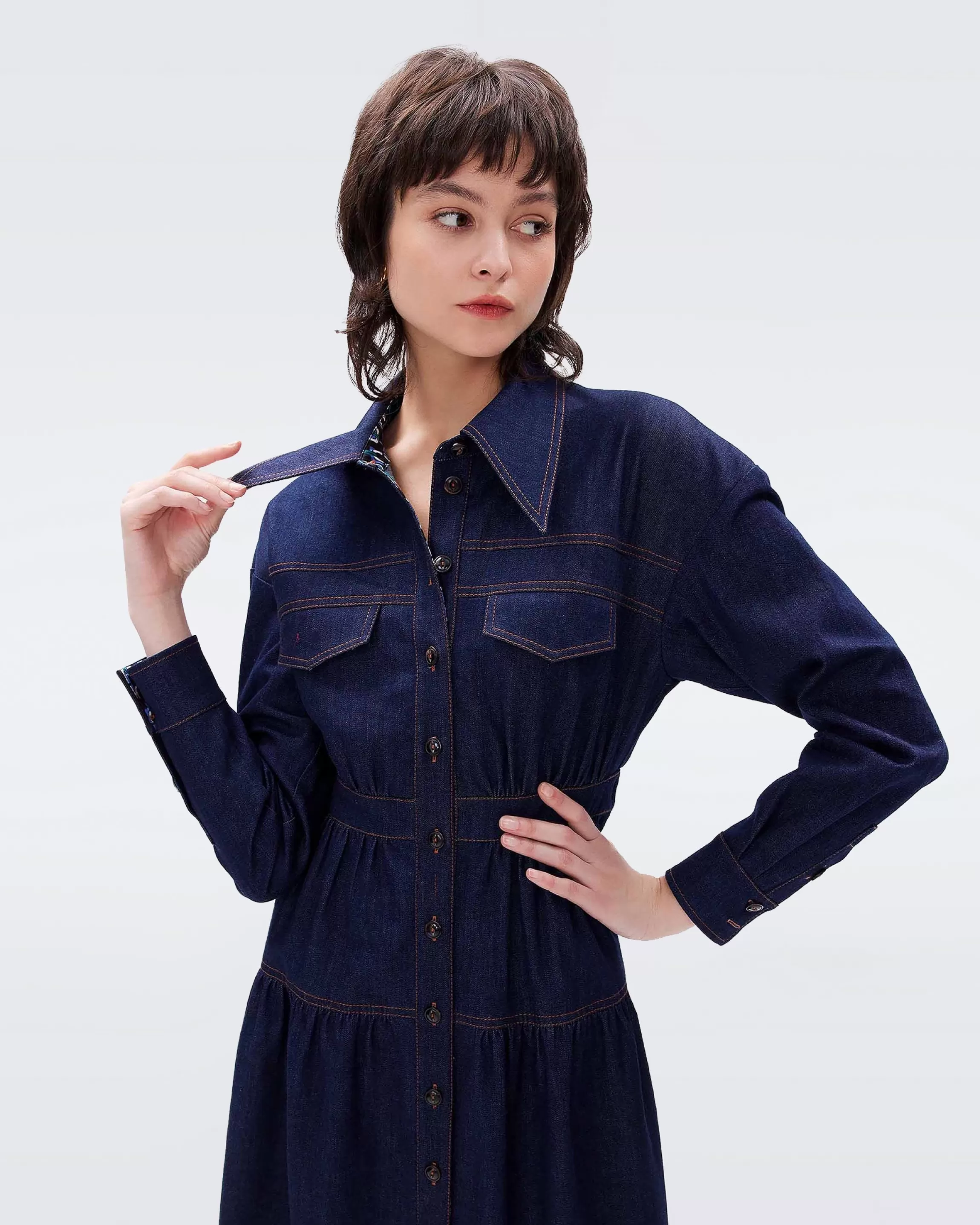 dvf Furiosa Dress in Denim Blue Shop