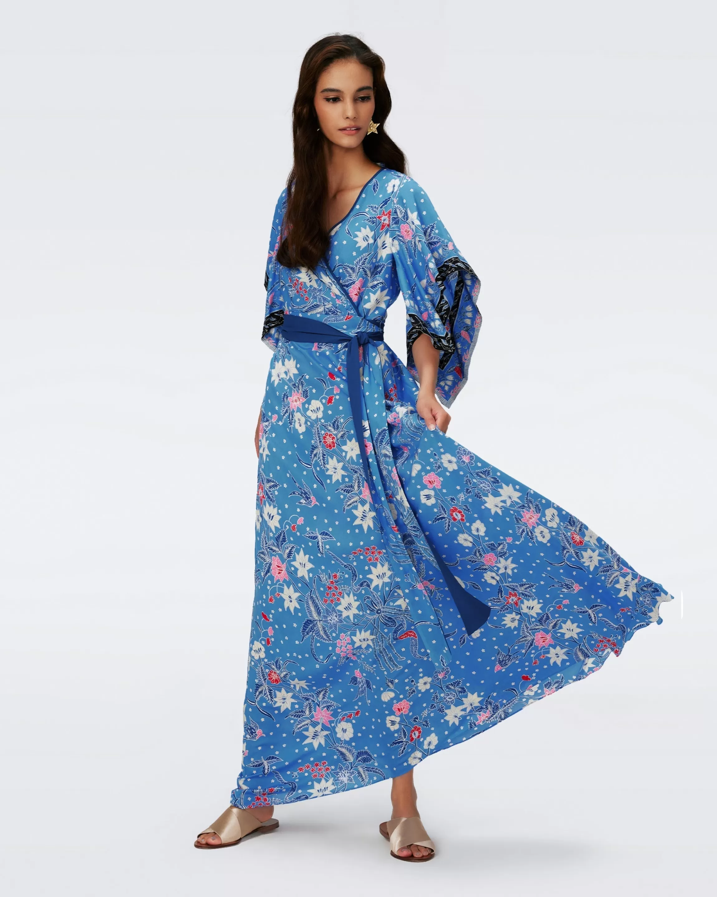 dvf Gary Faux Wrap Dress in Celestial Batik and Batik Bands Blue Best