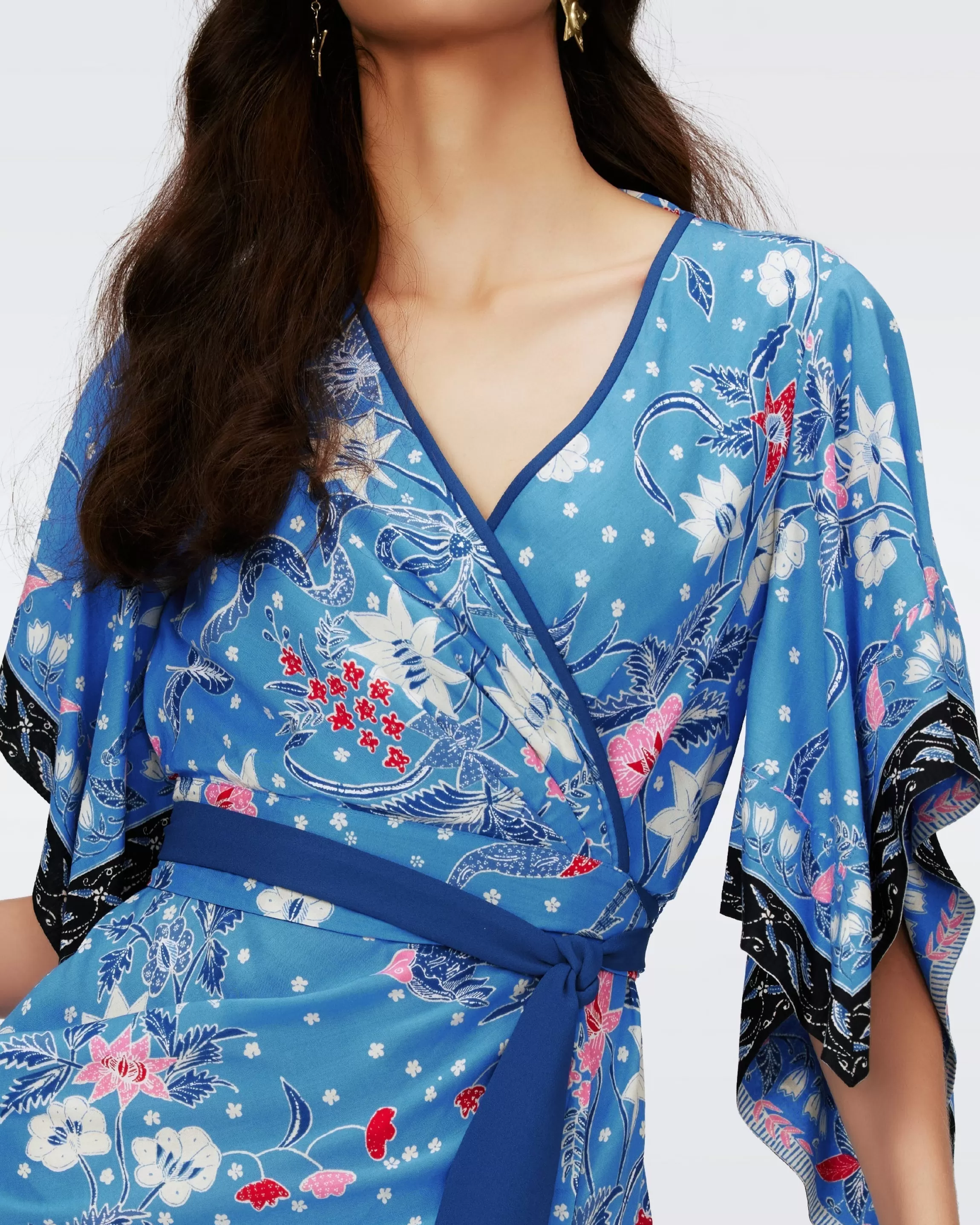 dvf Gary Faux Wrap Dress in Celestial Batik and Batik Bands Blue Best