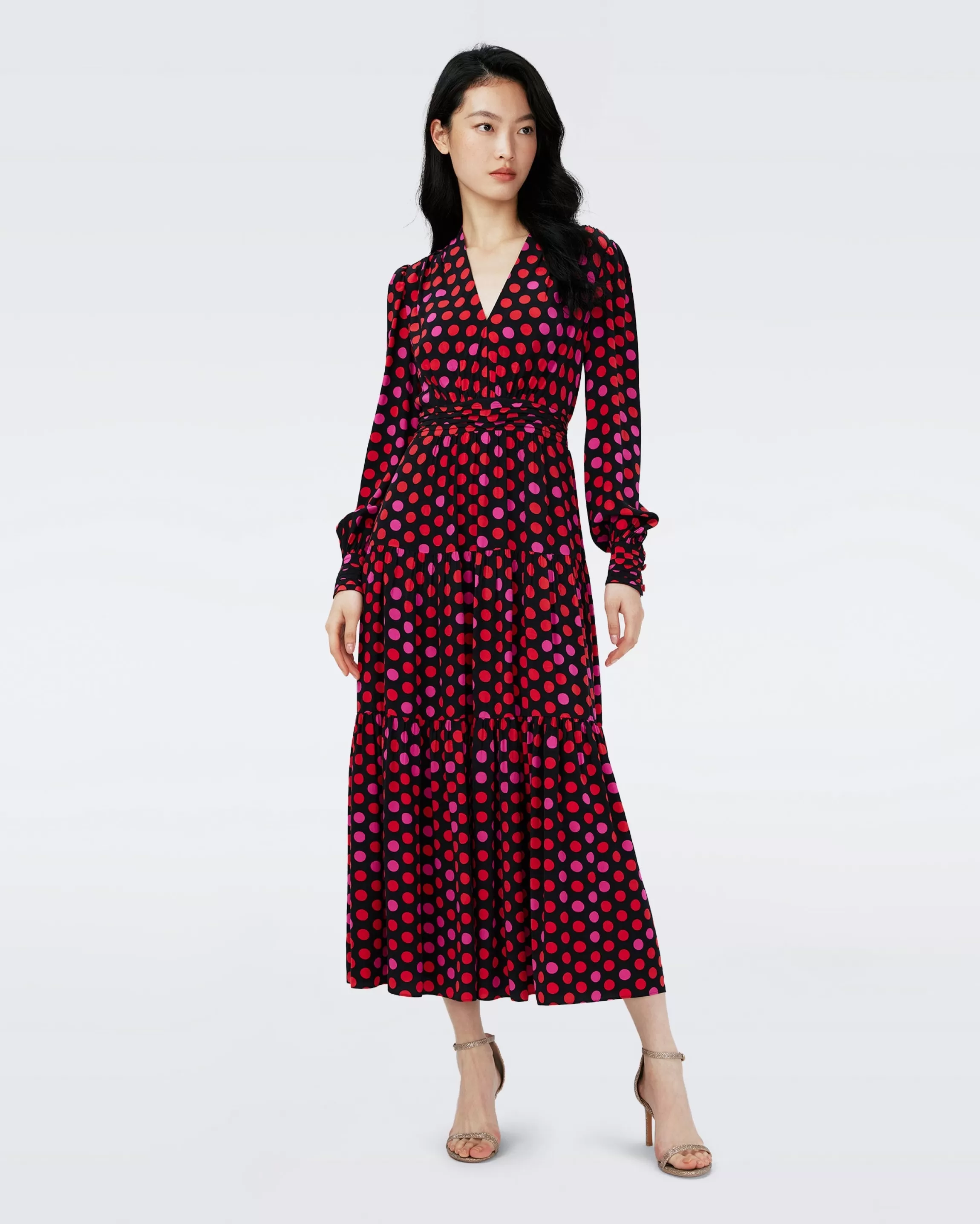 dvf Gil Dress in Magic Dot Berry Red Fashion