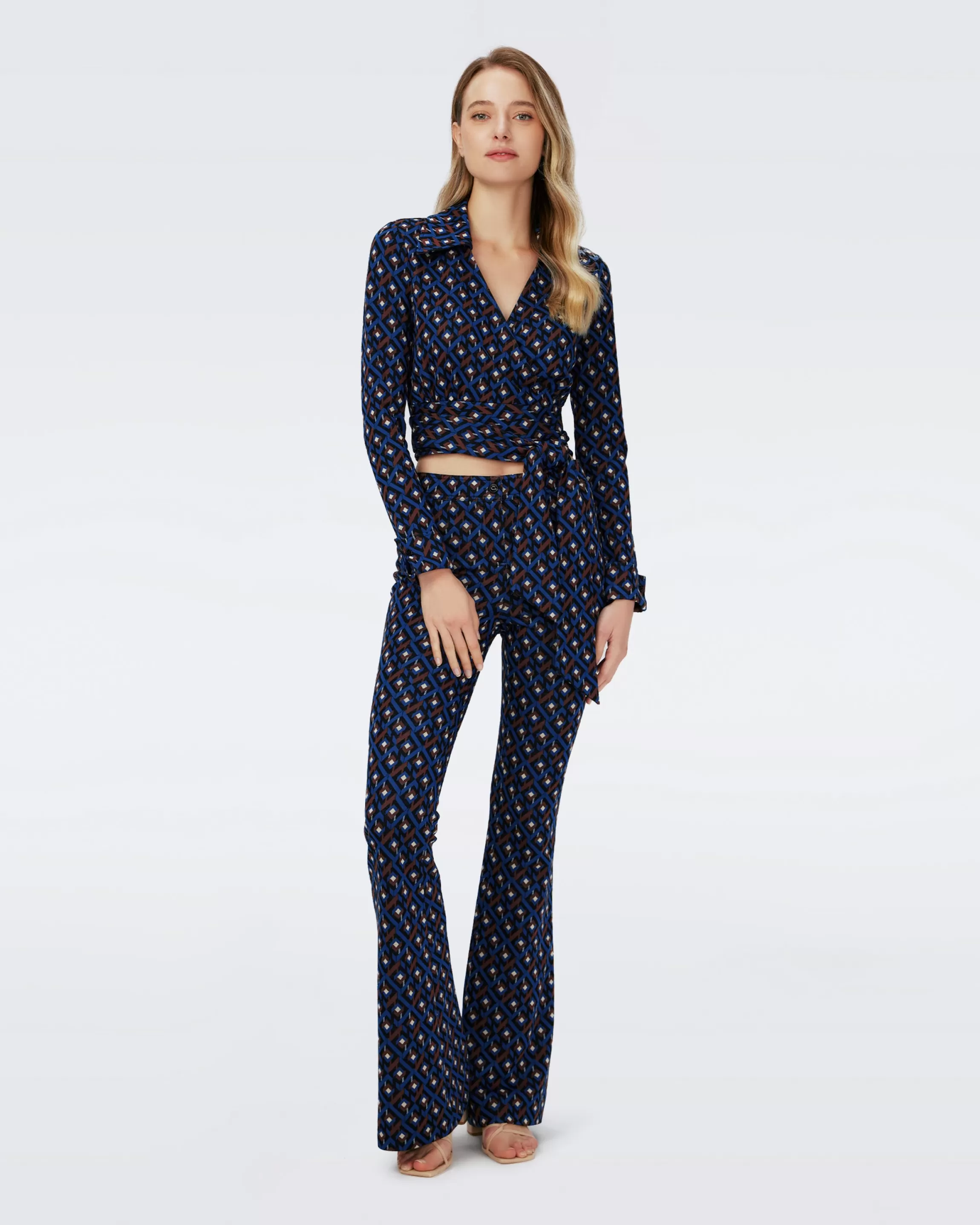 dvf Greg Jacquard Pants in Tarot Maze Ocean Blue Cheap