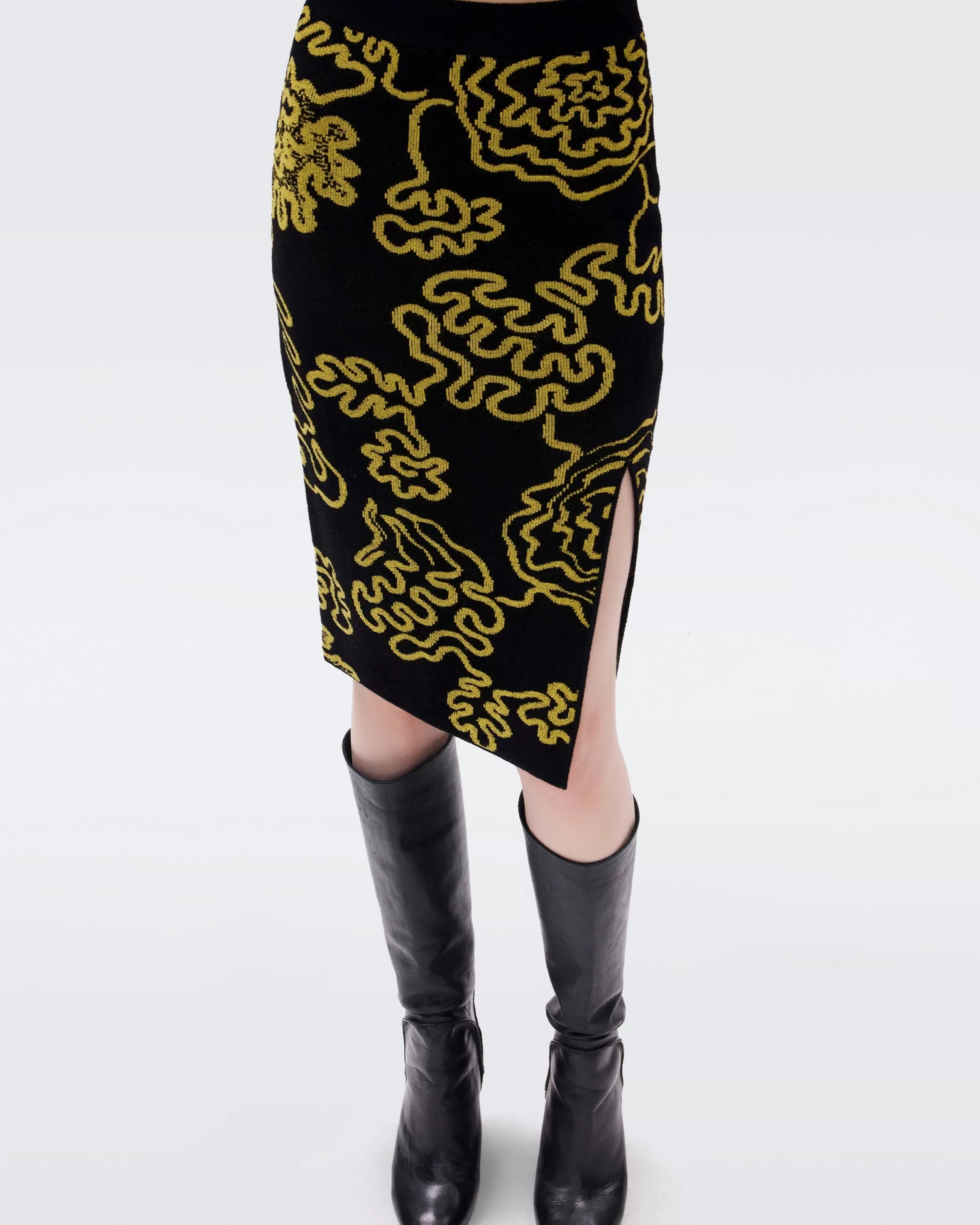 dvf Gusta Knit Jacquard Skirt in Line Drawing Discount