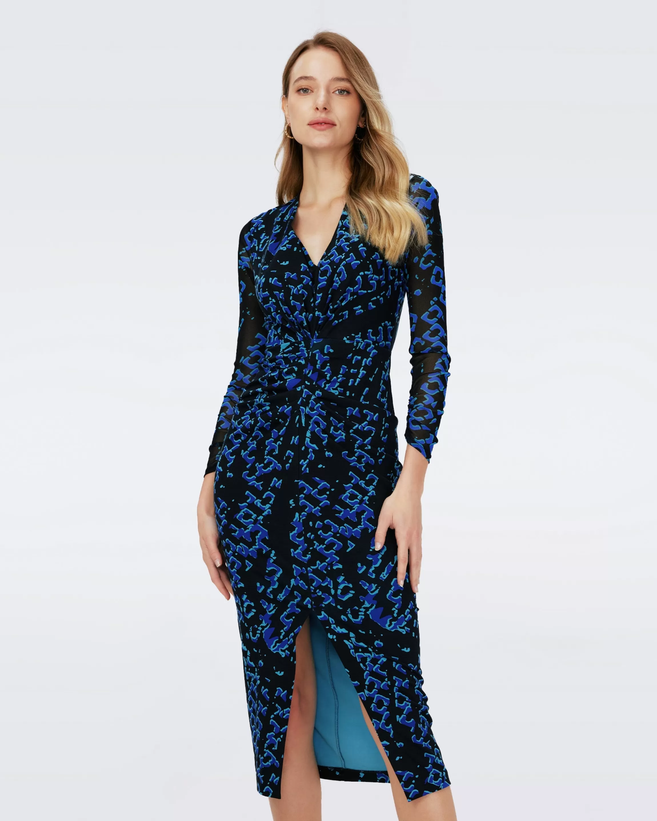 dvf Hades Dress in Folded Chain Blue Store