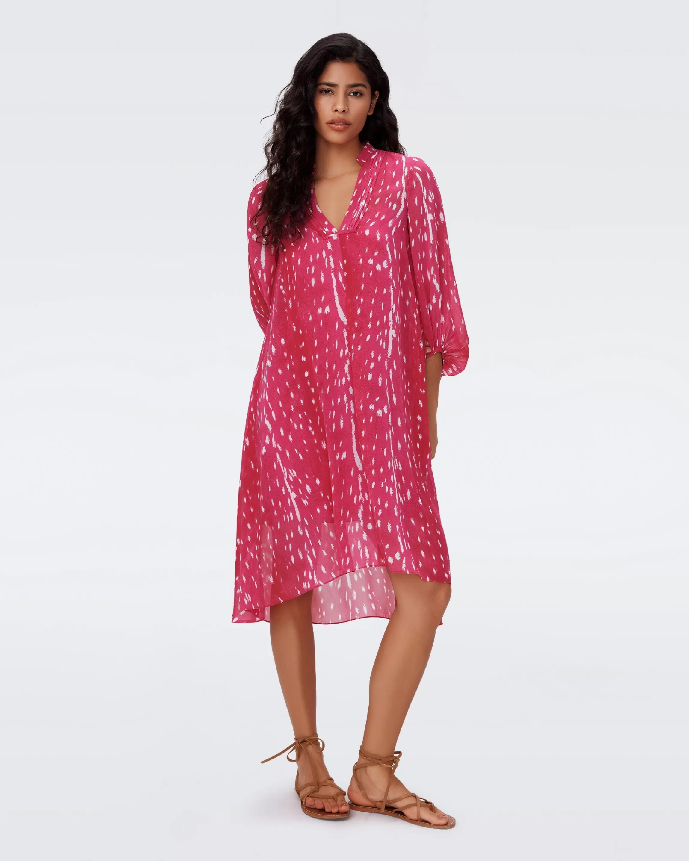 dvf Ileana Dress in Fawn Sangria Discount