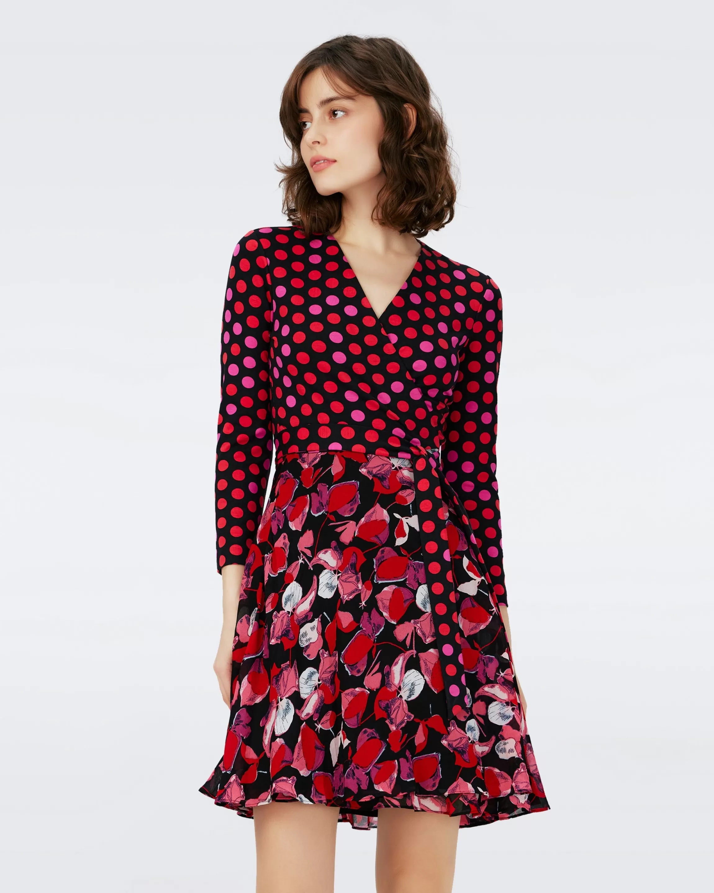 dvf Irina Wrap Dress in Passion Petals/Magic Dot Red Discount