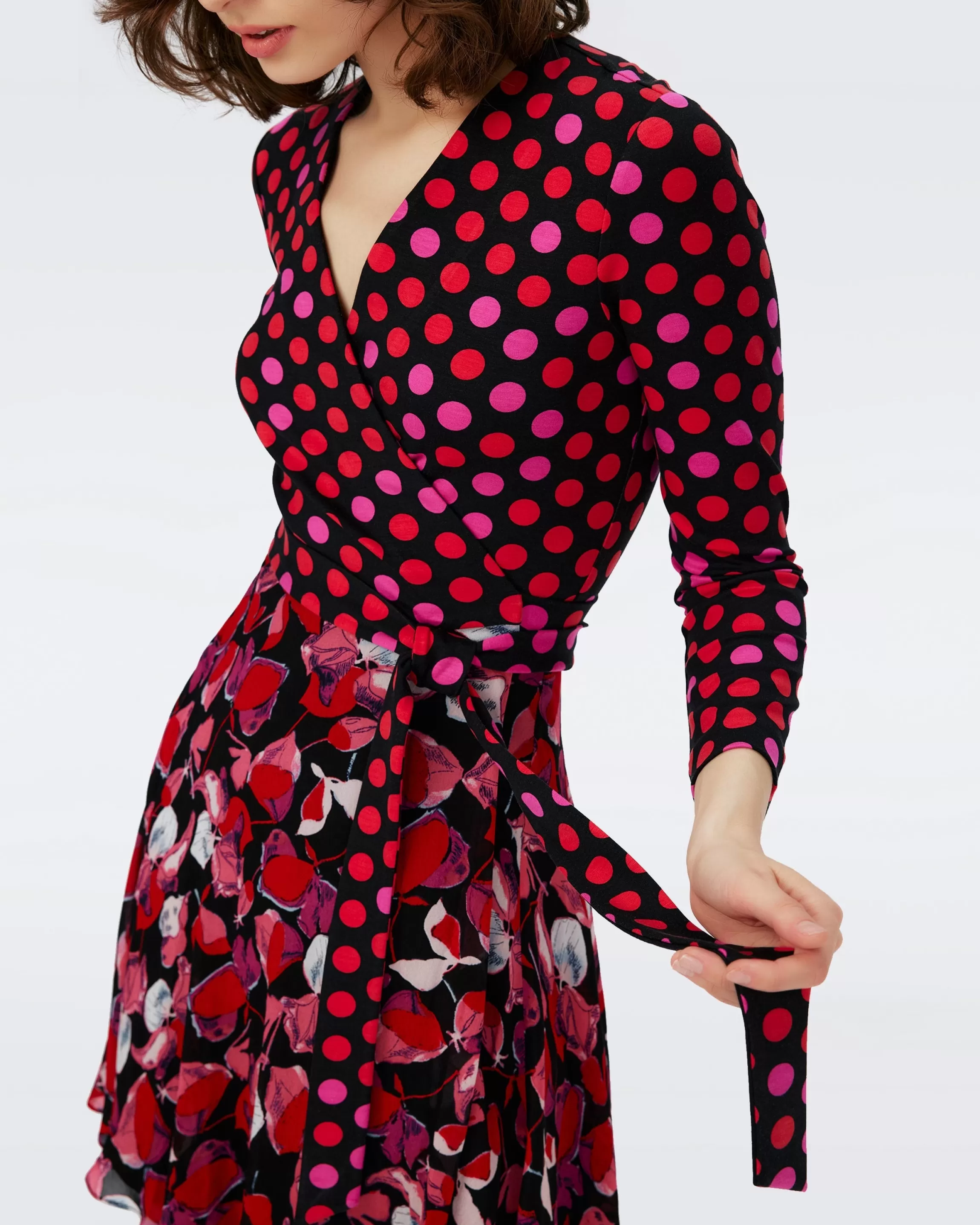 dvf Irina Wrap Dress in Passion Petals/Magic Dot Red Discount