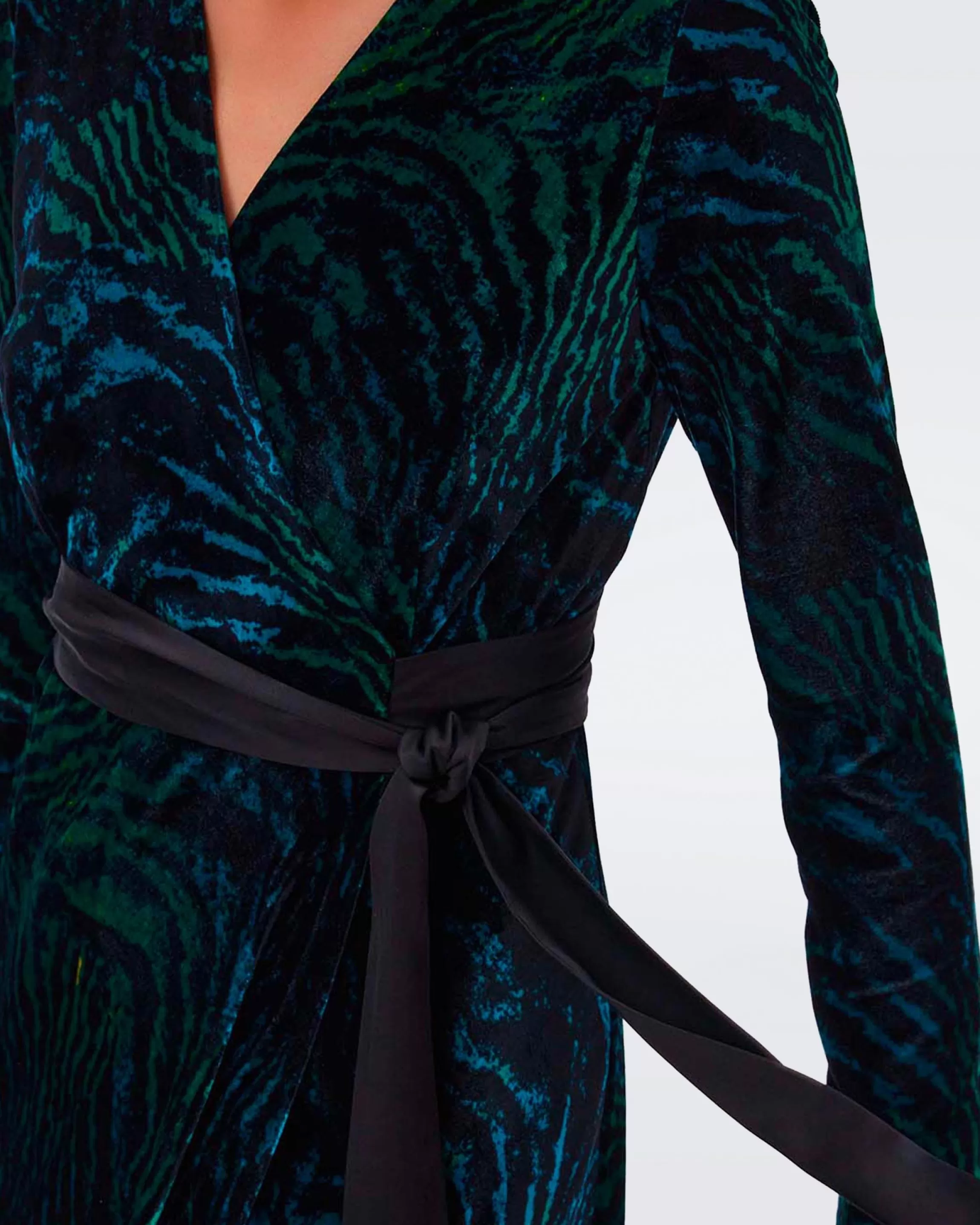 dvf Jareth Velvet Wrap Dress in Moire Tiger Store