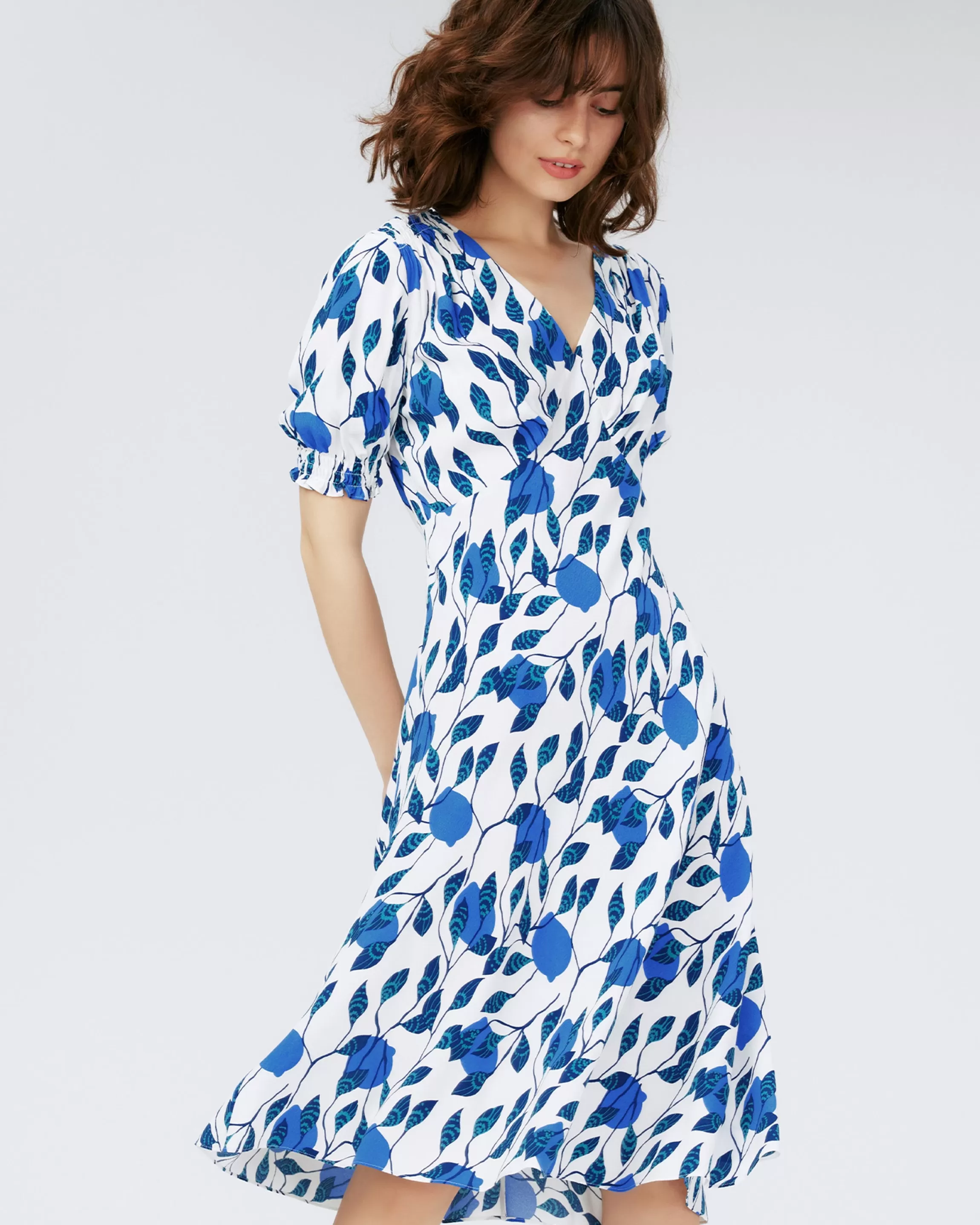 dvf Jemma Dress in Lantern Leaves Ivory Med Store