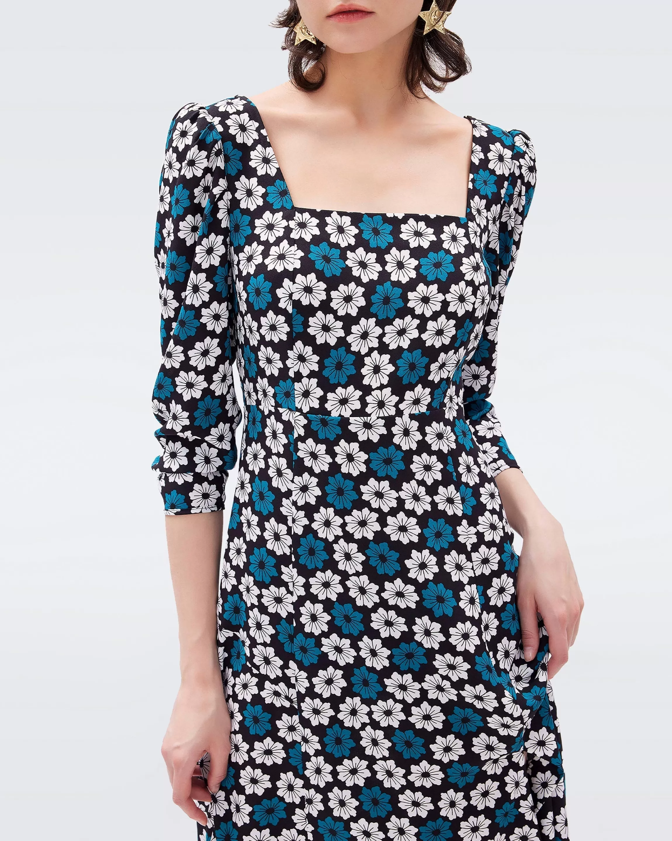 dvf Joanna Dress in Tiny Daisy Ivory Store