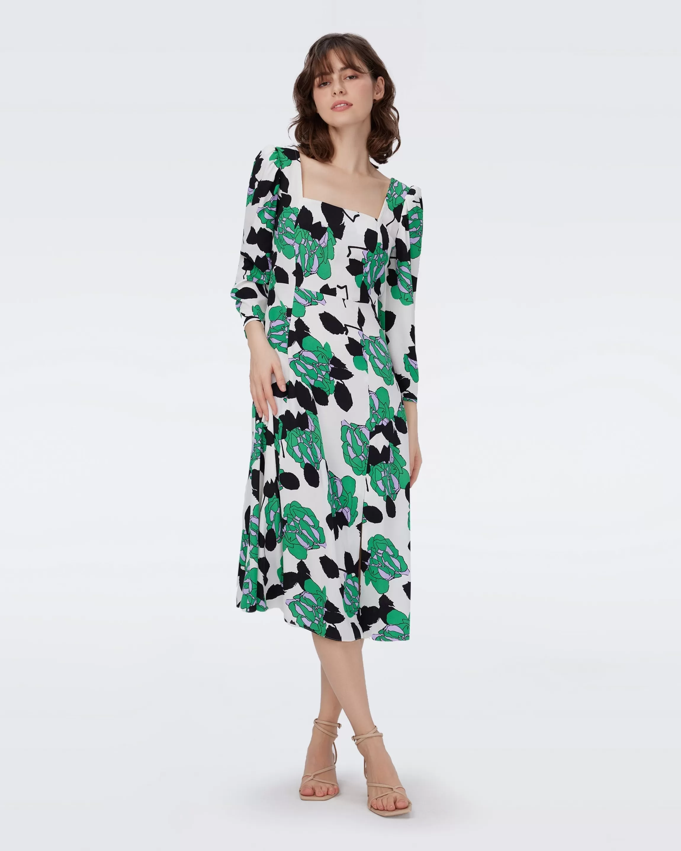 dvf Joanna Dress in Huge Camo Floral Ivory Cheap