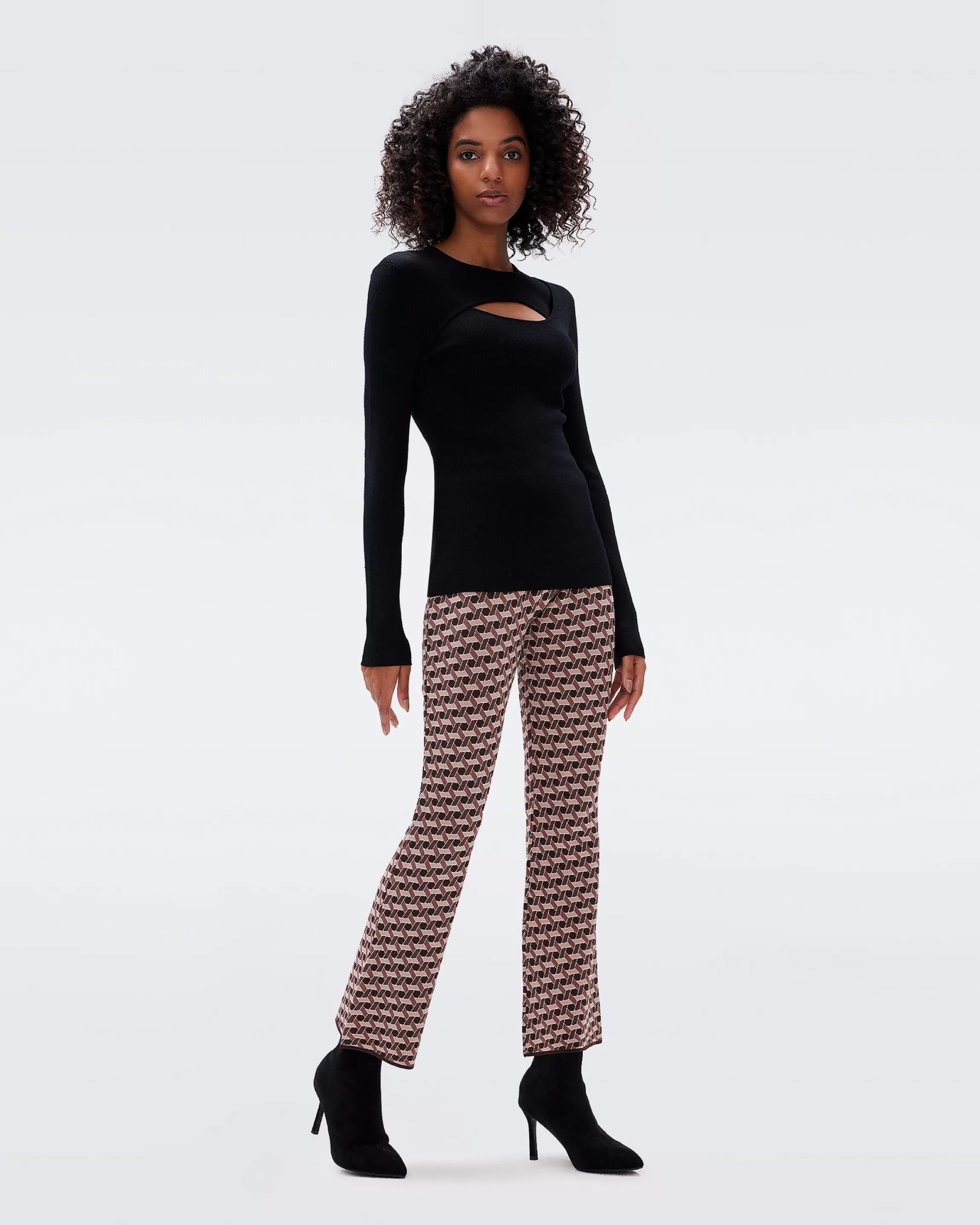 dvf Juno Knit Jacquard Pants in Wave Geo Hazelnut Shop