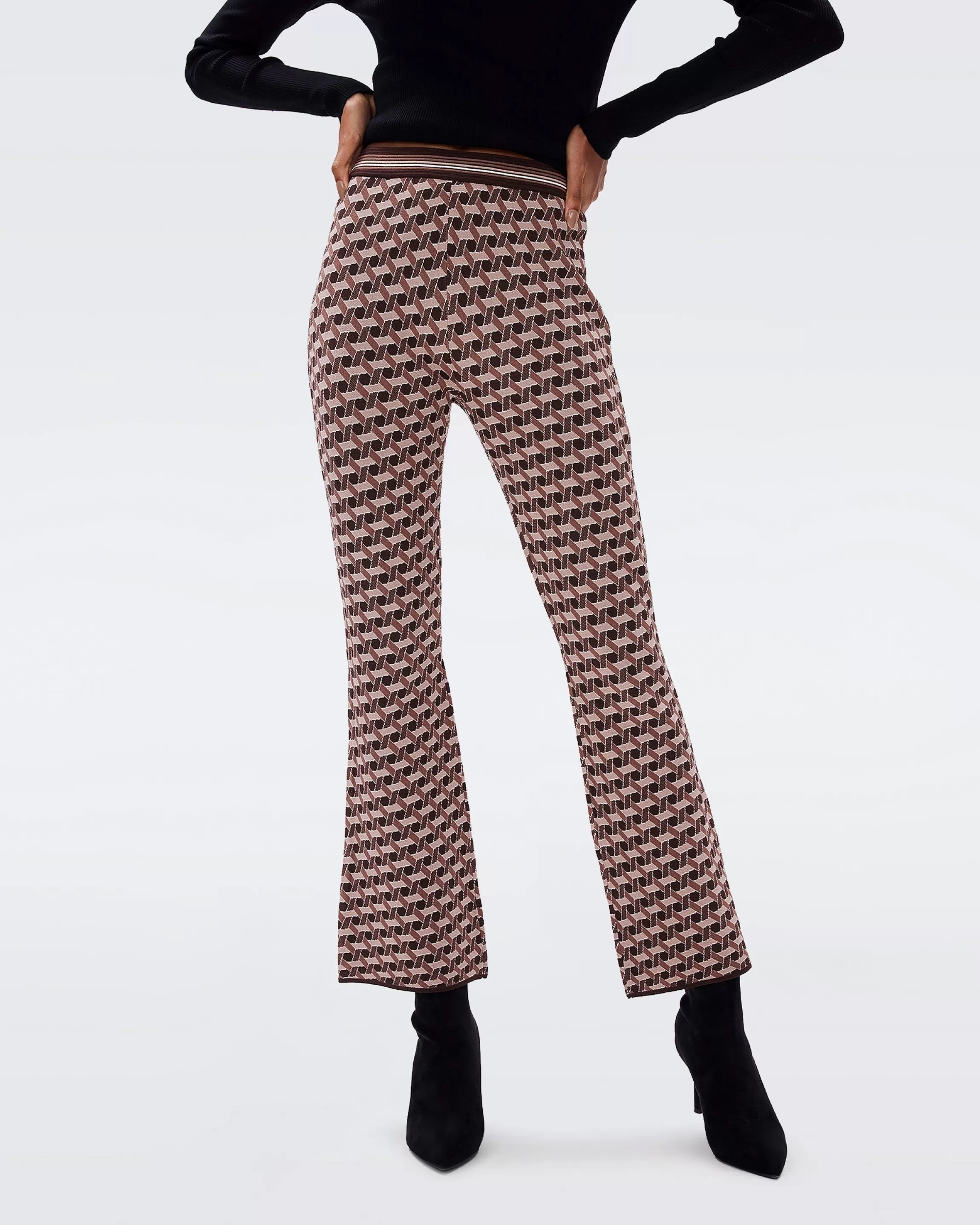 dvf Juno Knit Jacquard Pants in Wave Geo Hazelnut Shop