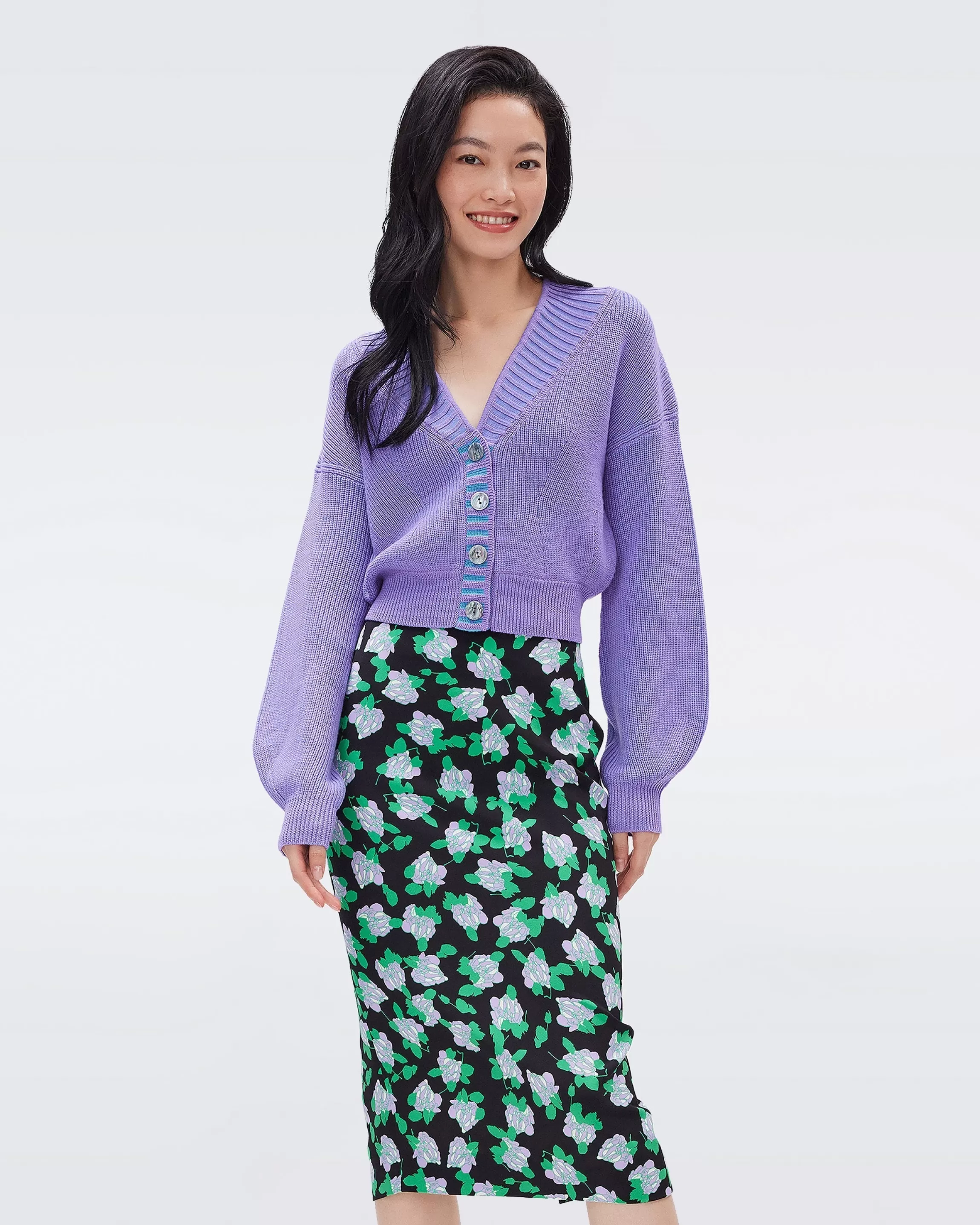 dvf Kara Skirt in Tiny Dot Blossom Bright Green Outlet