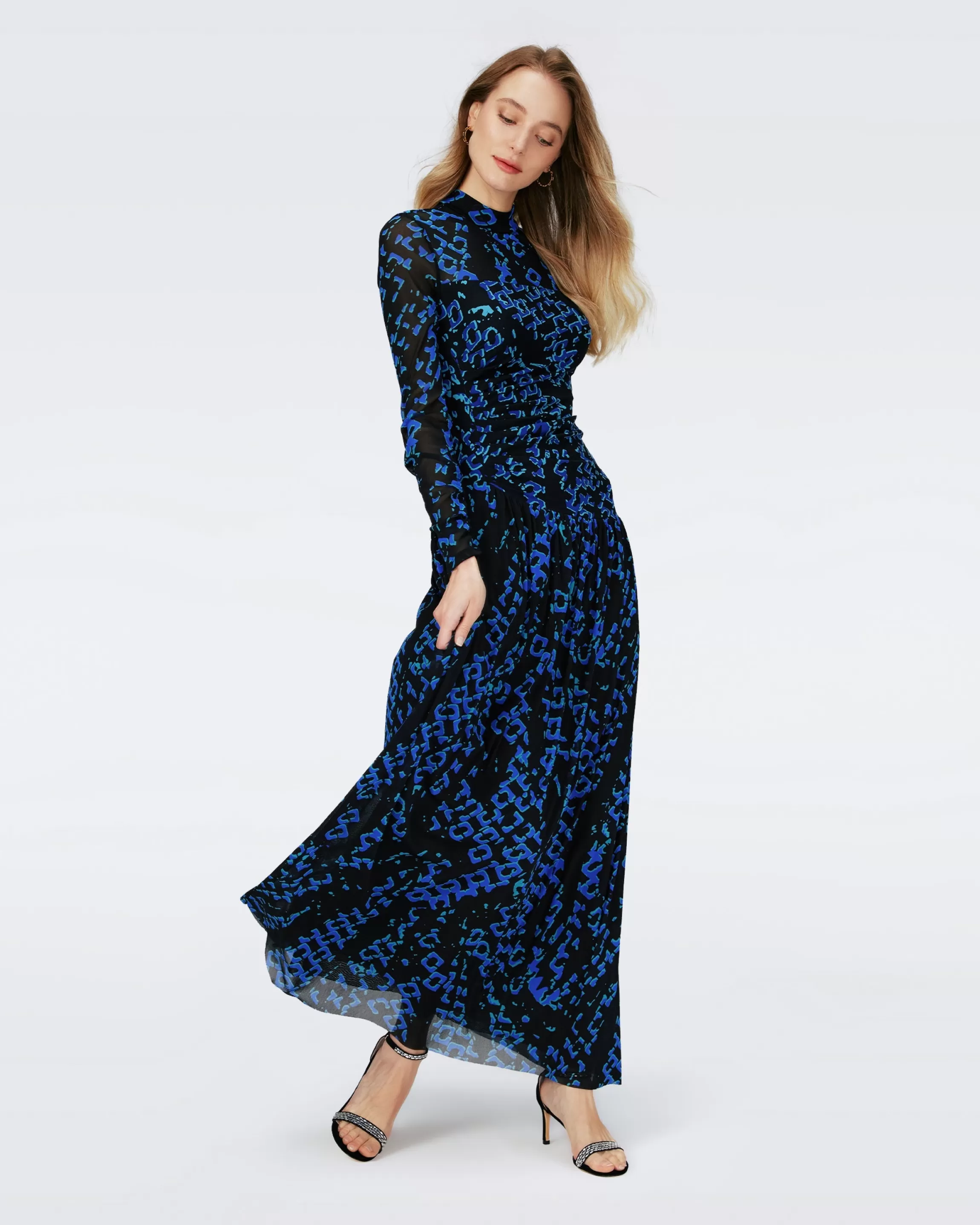 dvf Kirstie Dress in Folded Chain Blue Hot