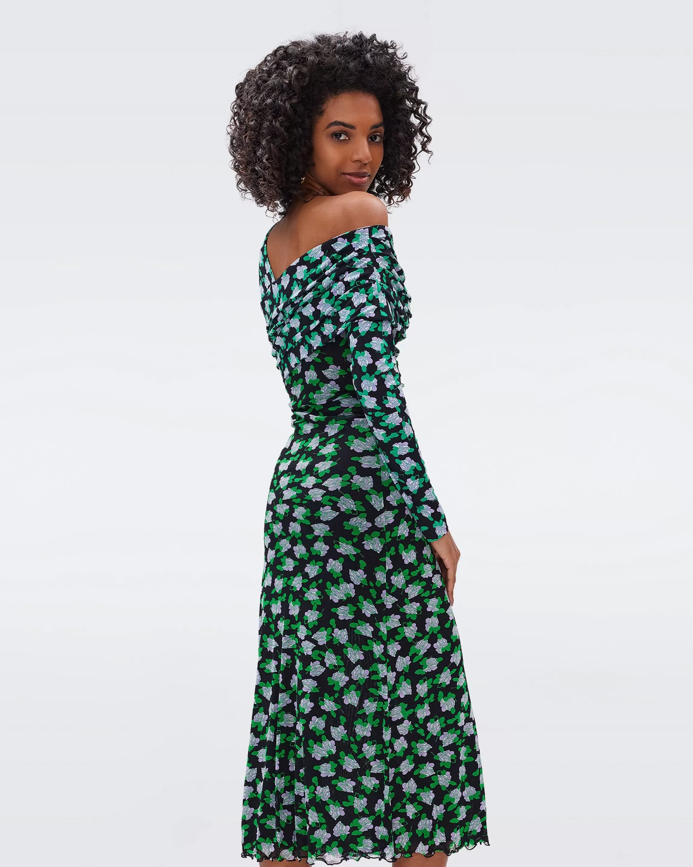 dvf Leia Dress in Dot Blossom Bright Green Store