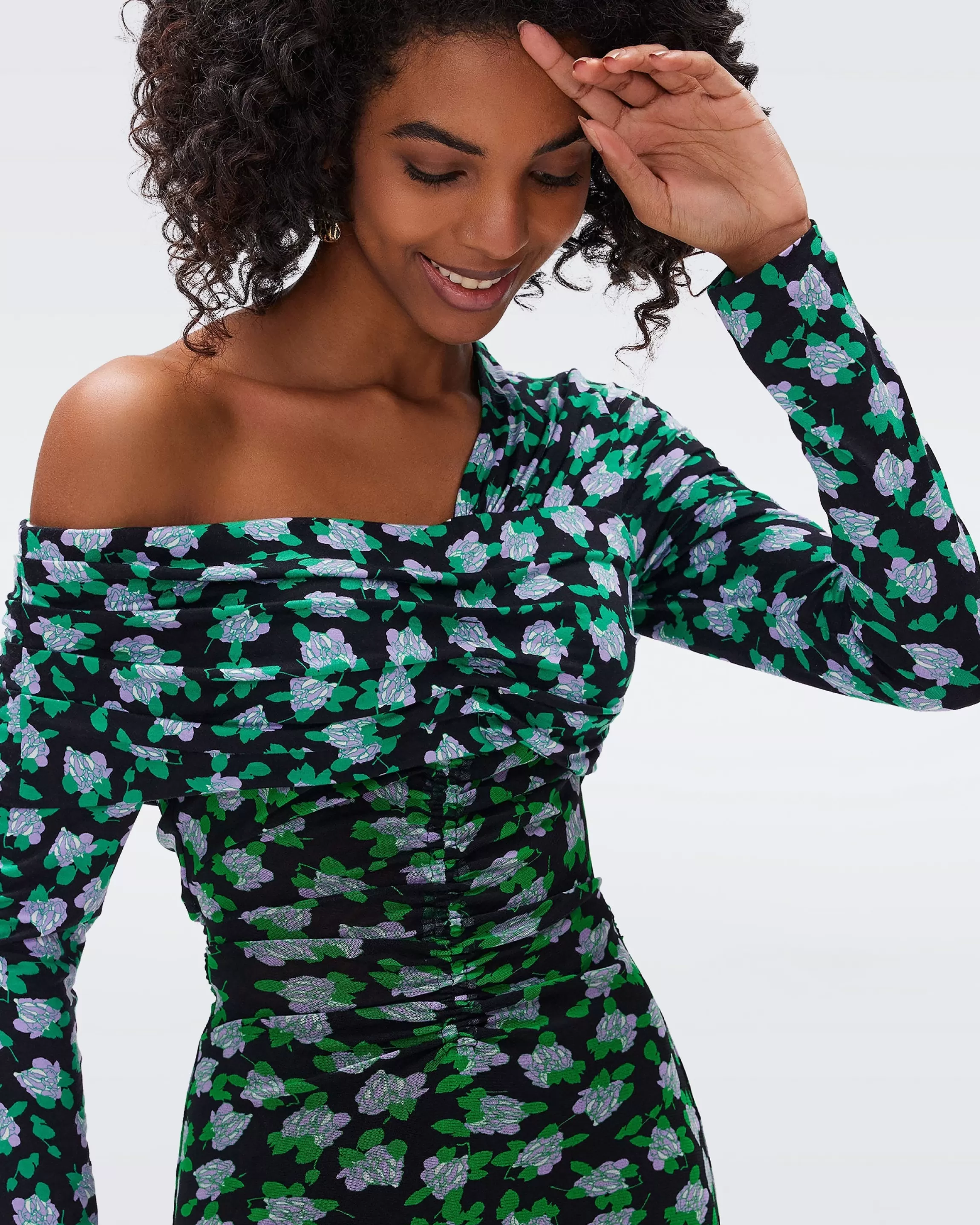 dvf Leia Dress in Dot Blossom Bright Green Store