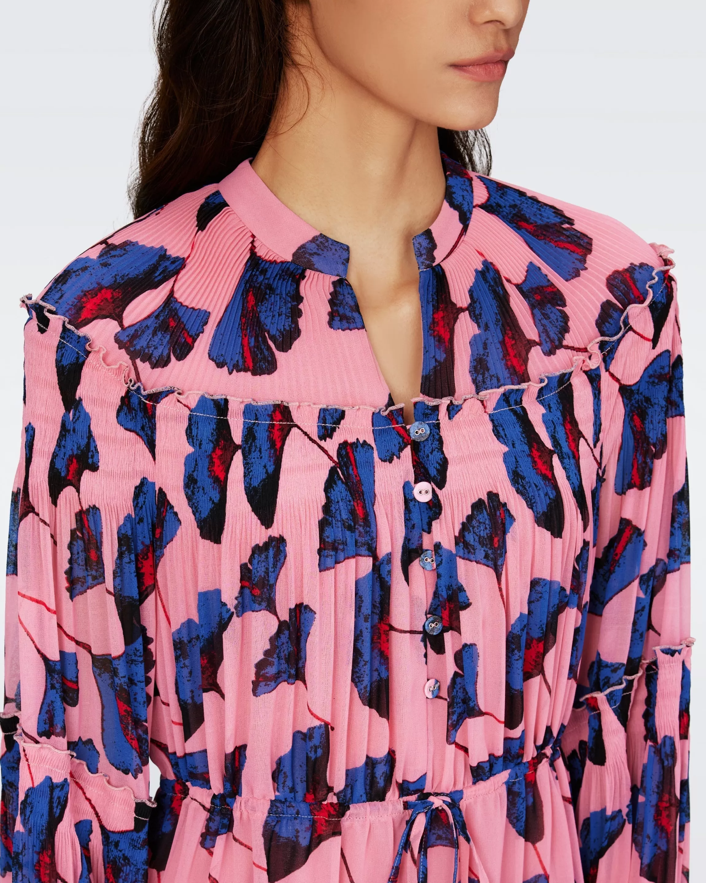 dvf Link Dress in Huge Falling Gingko Antique Pink Store