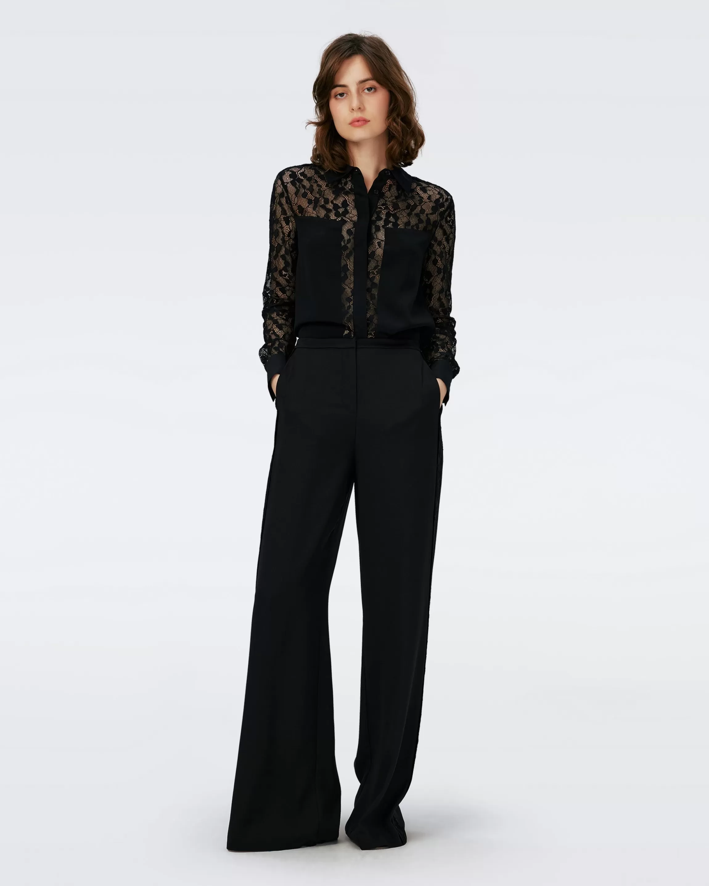 dvf Louise Top in Black/Lace Outlet