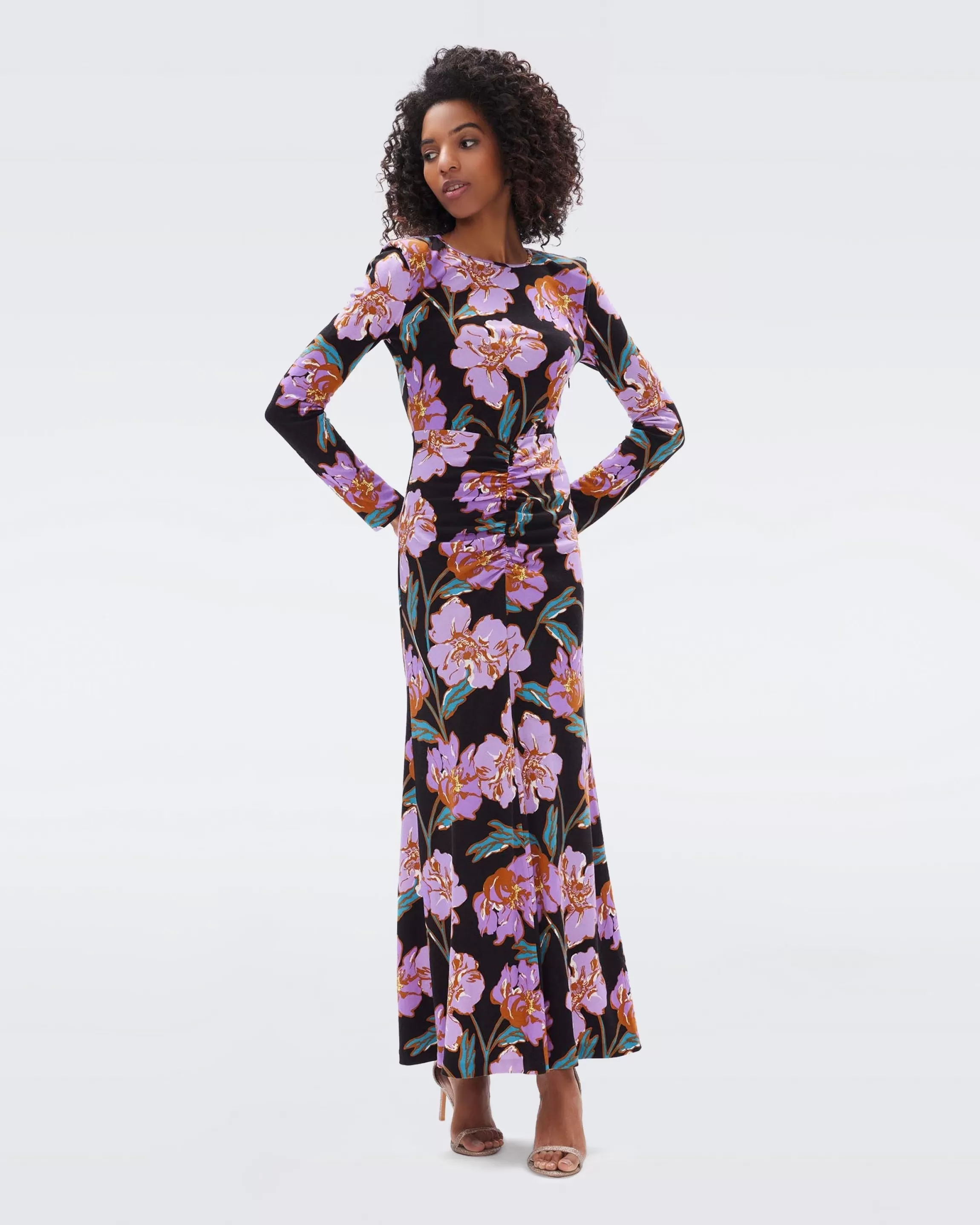 dvf Madge Dress in Huge Outline Floral Pink Flash Sale