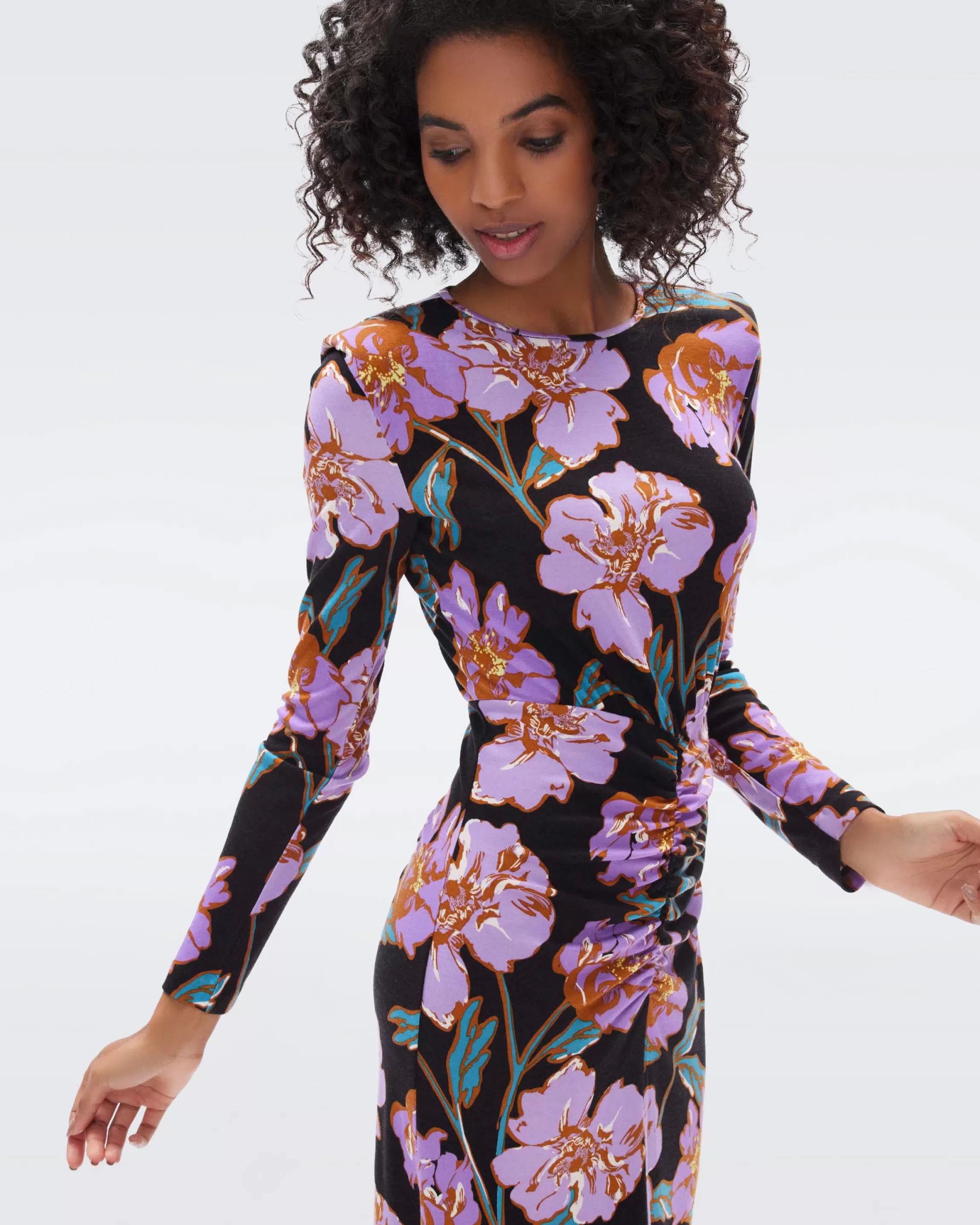 dvf Madge Dress in Huge Outline Floral Pink Flash Sale