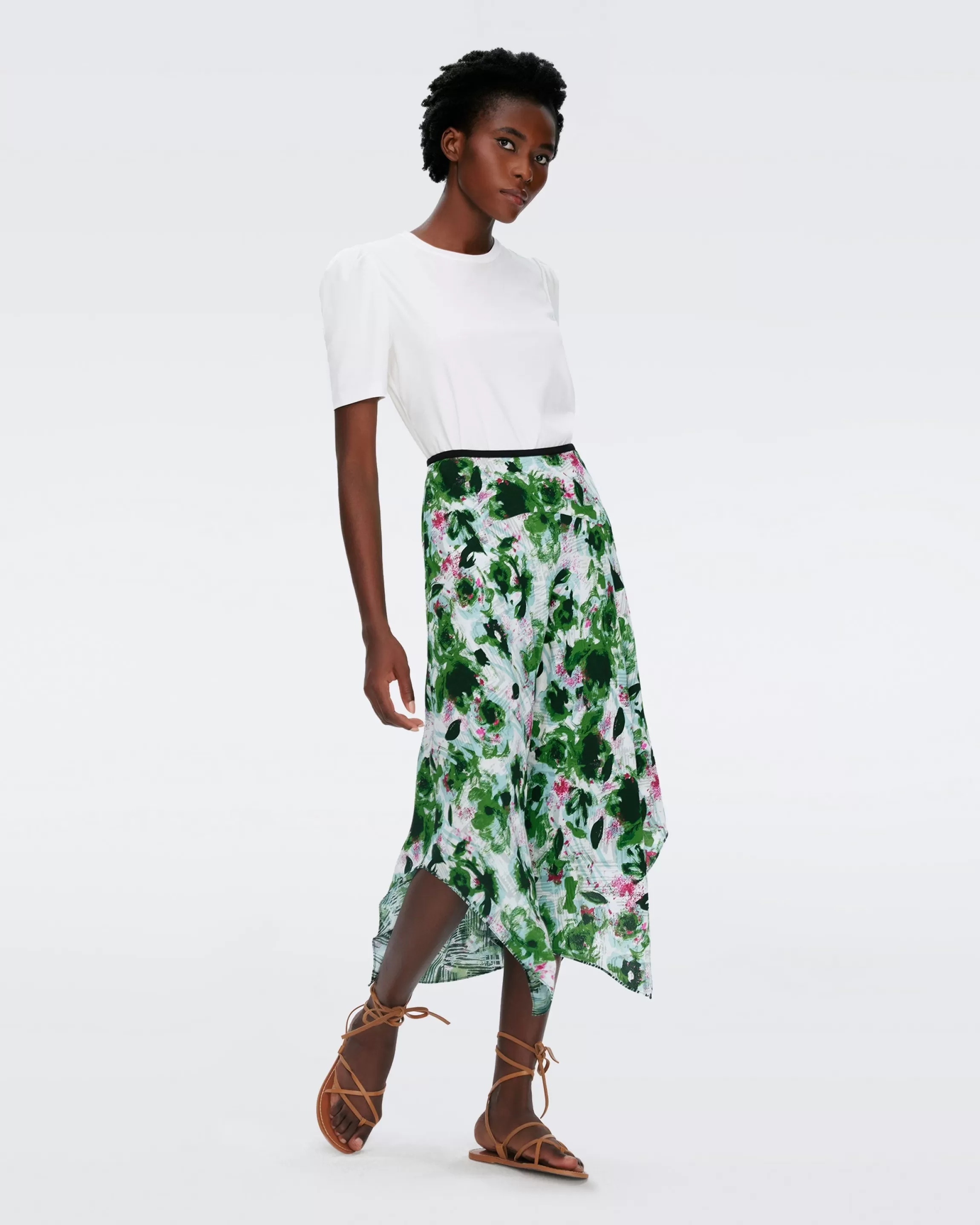 dvf Maria Reversible Skirt in Bamboo Green and Pollen Green Shop