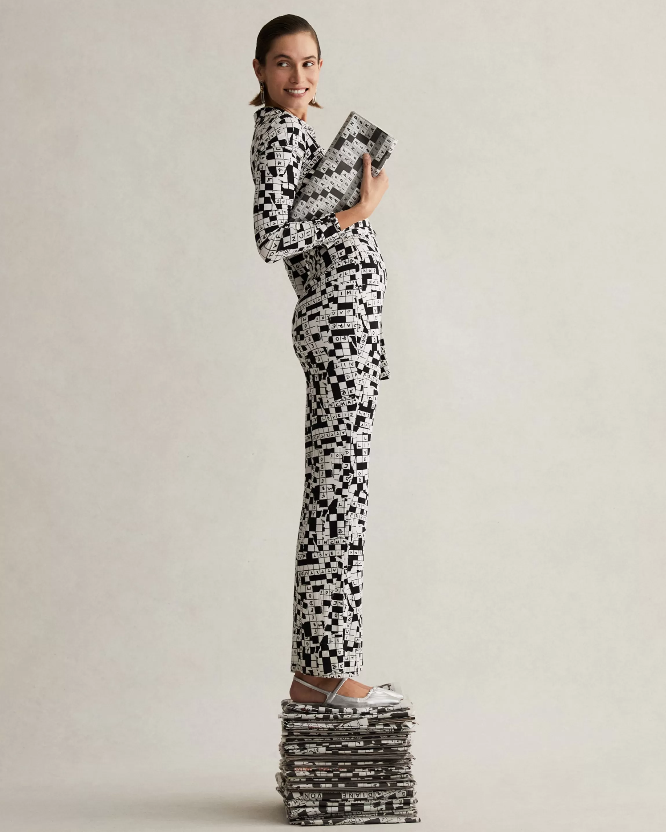 dvf Michelle Jumpsuit in Tiny DVF 50th Crossword Ivory Sale