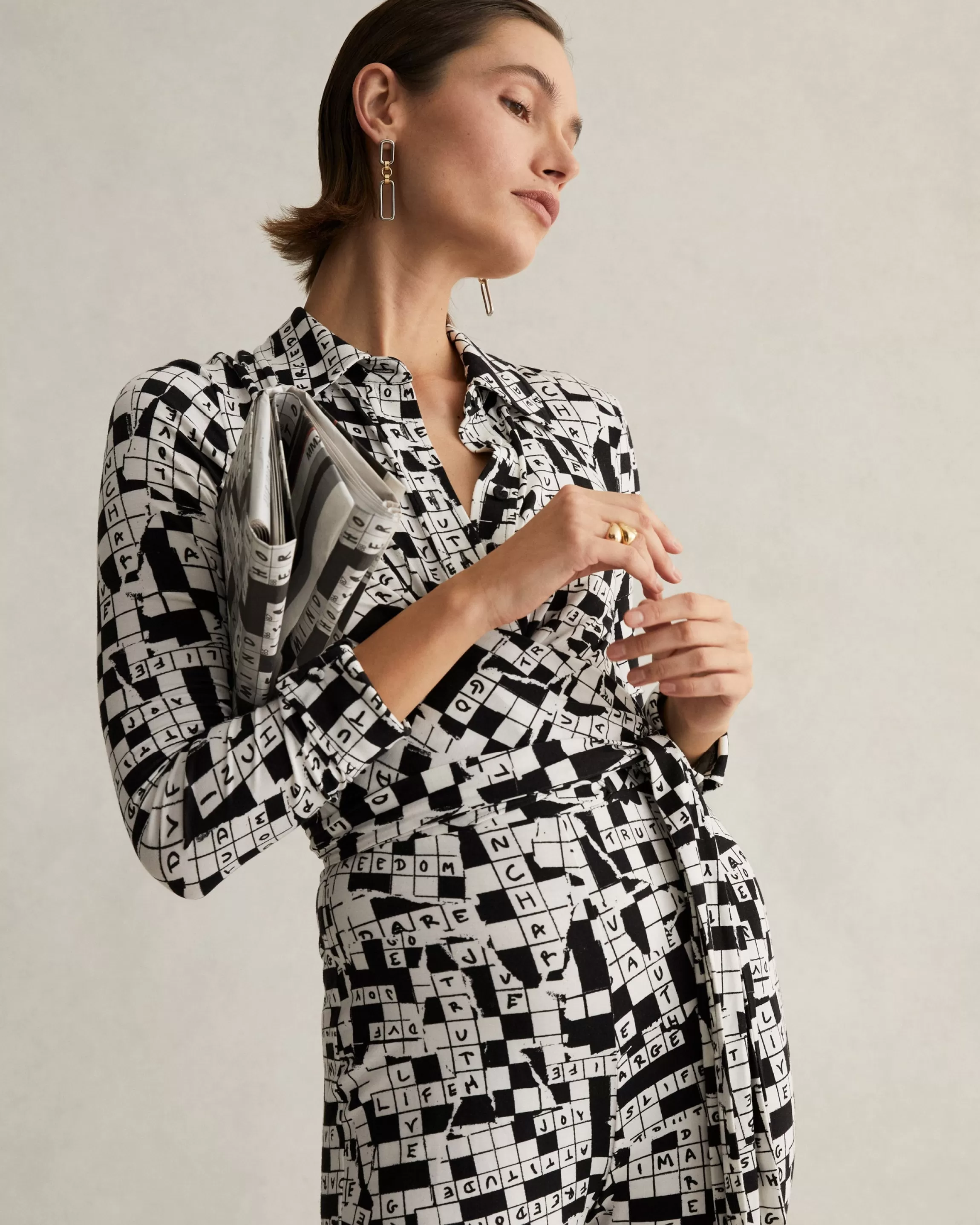 dvf Michelle Jumpsuit in Tiny DVF 50th Crossword Ivory Sale