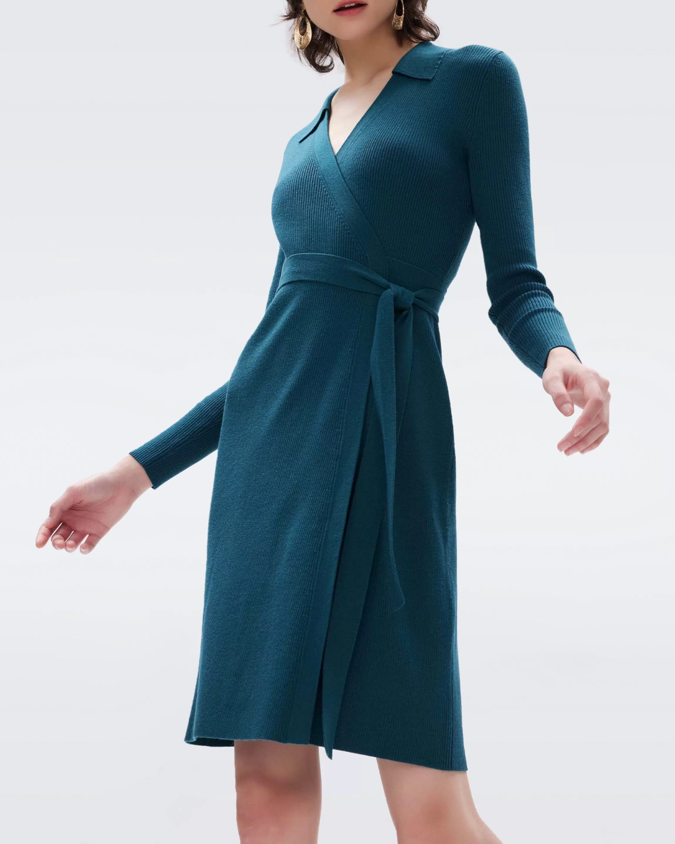 dvf Mida Wrap Dress in Emerald Cheap