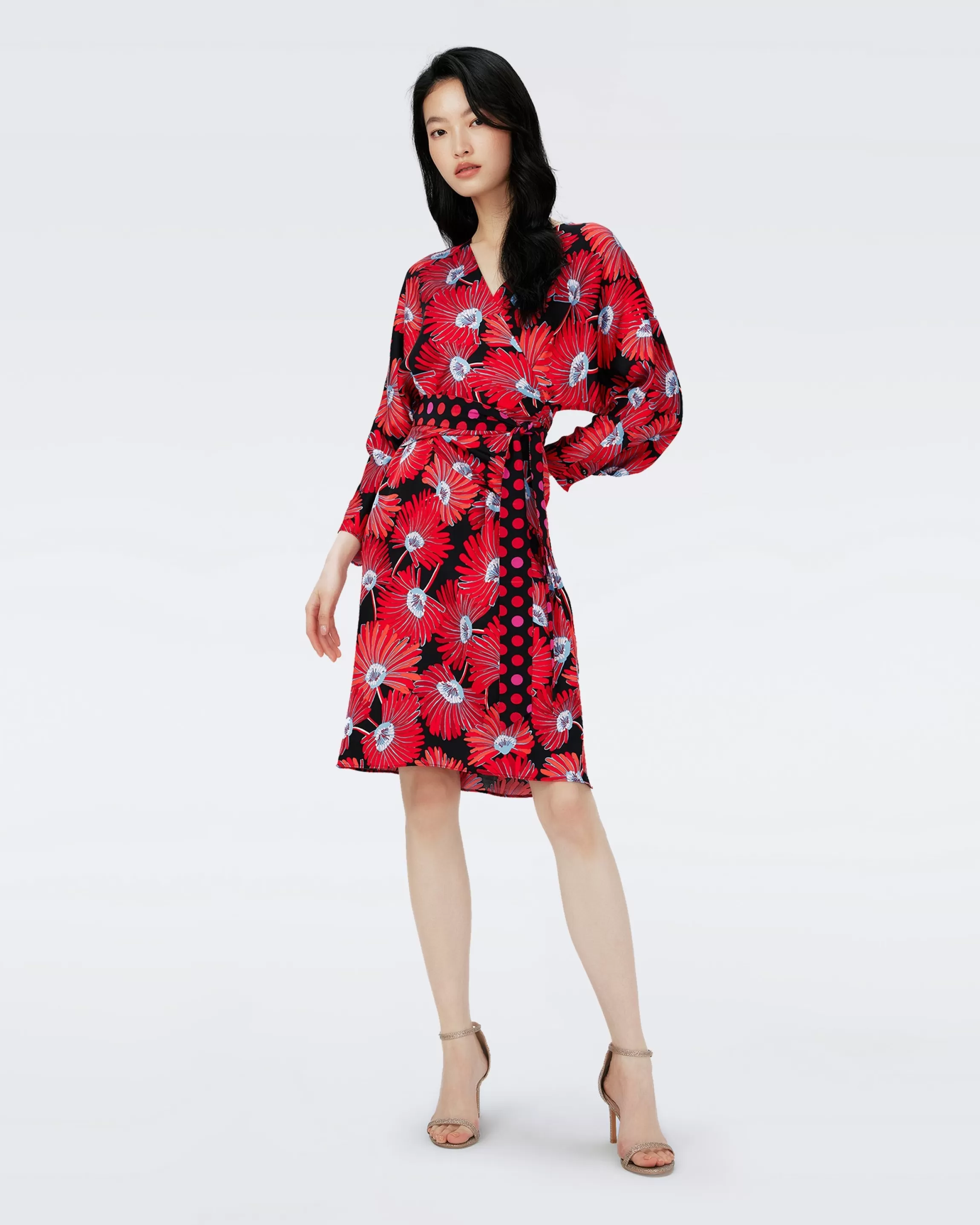 dvf Mikah Faux Wrap Dress in Feather Fan Clearance