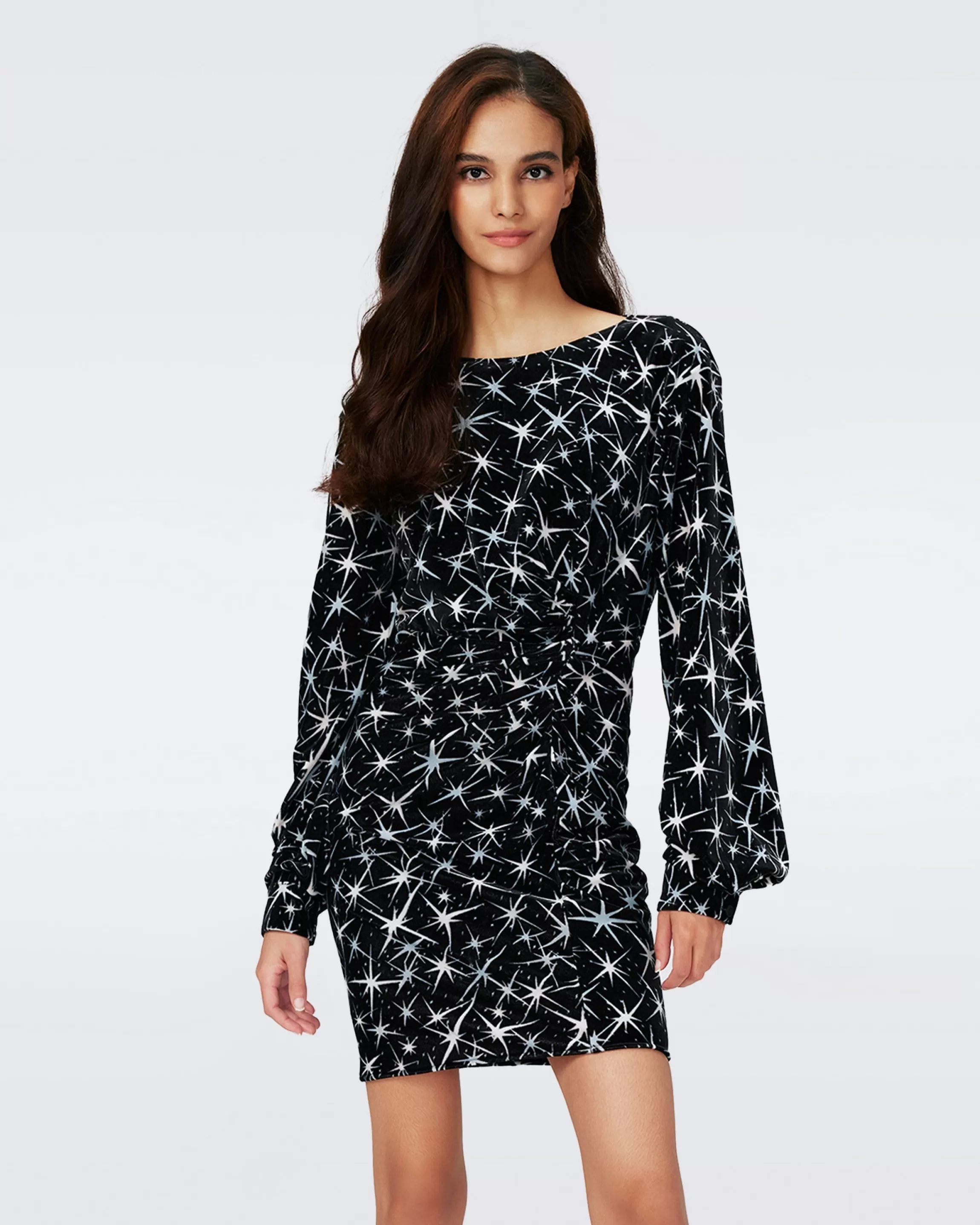 dvf Mimi Velvet Dress in Magic Stars Blue Med Store