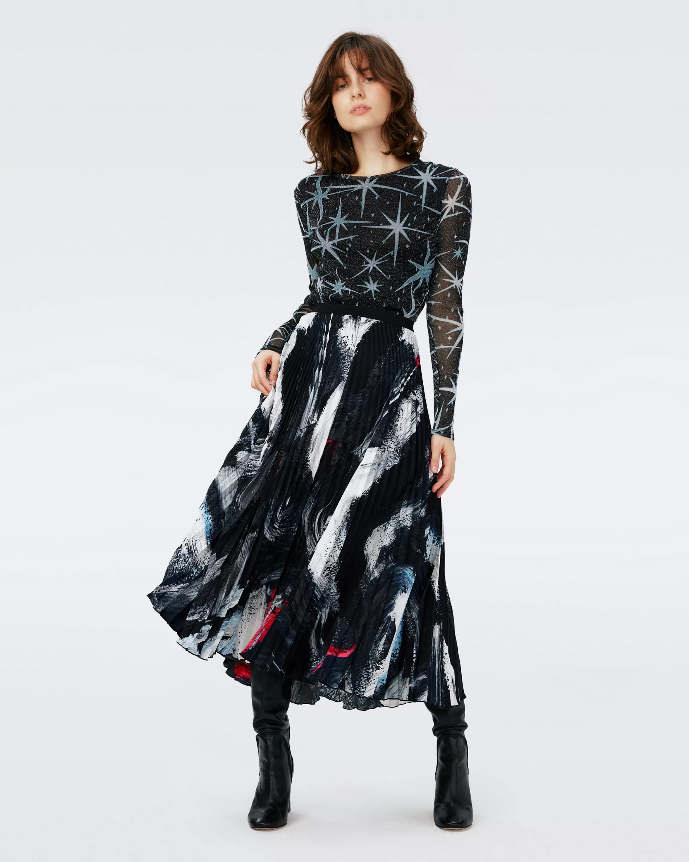 dvf Mykola Skirt in Brush Stroke Lg Sale