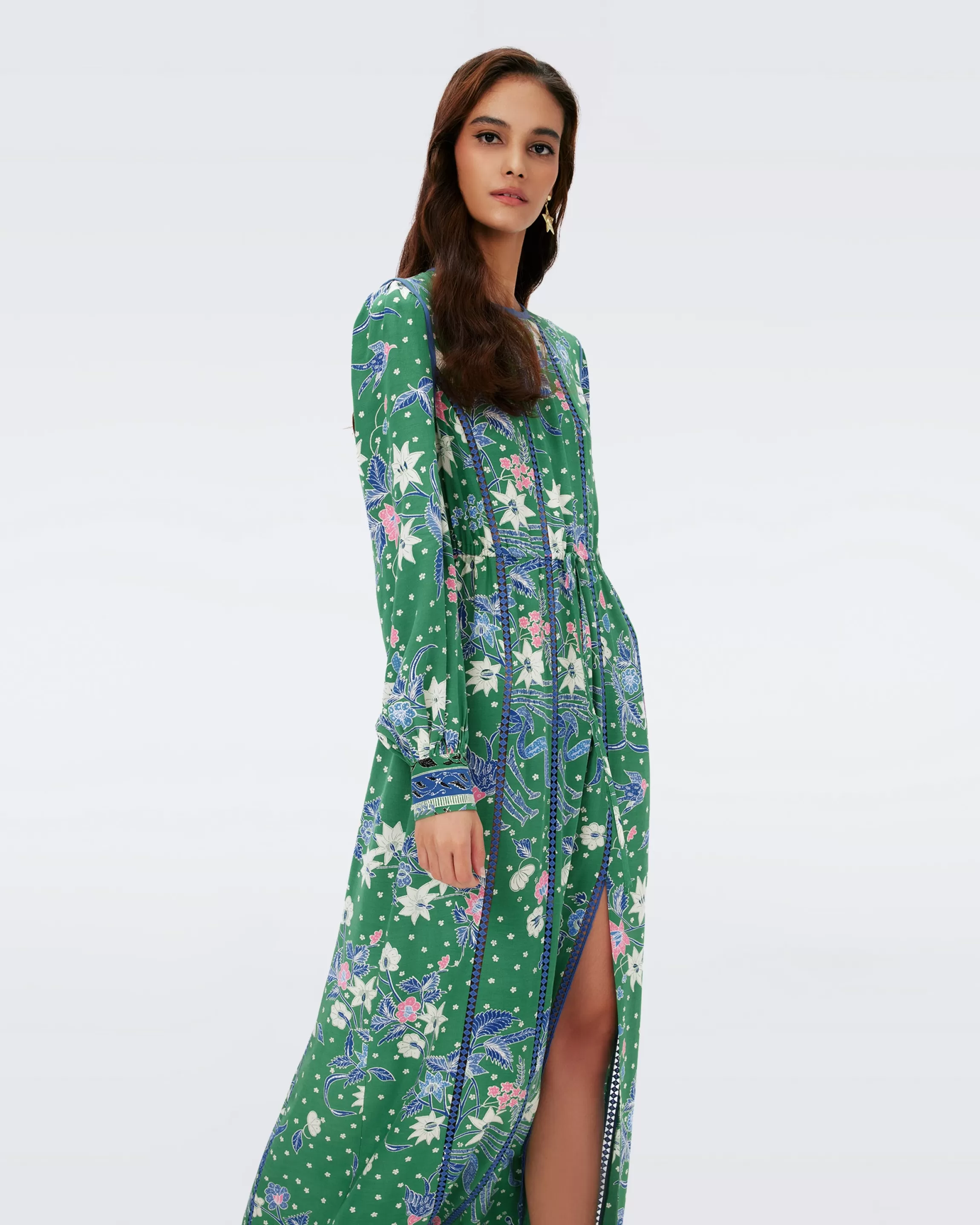 dvf Oretha Dress in Celestial Batik and Batik Bands Green Best Sale