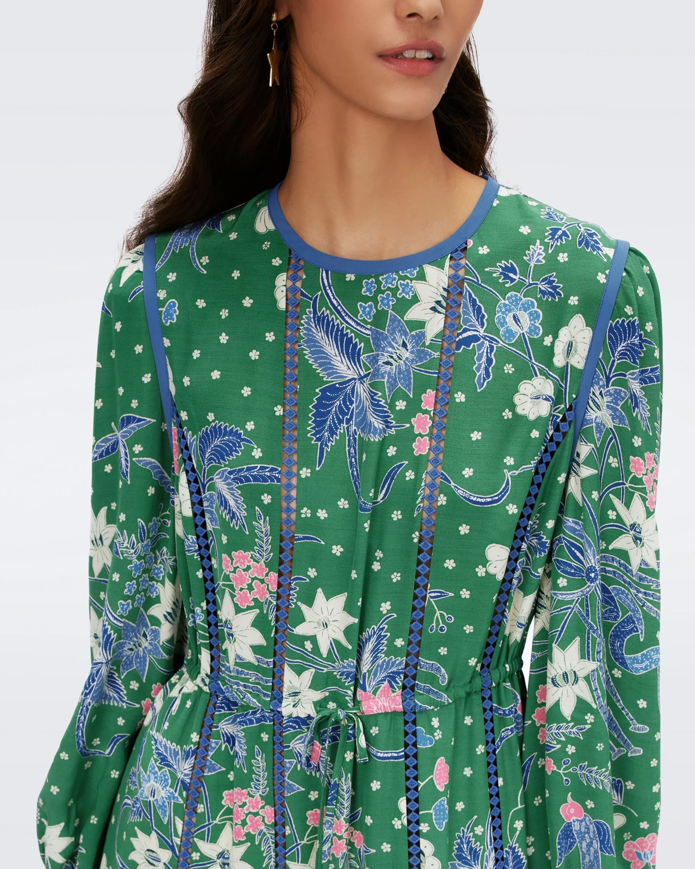 dvf Oretha Dress in Celestial Batik and Batik Bands Green Best Sale